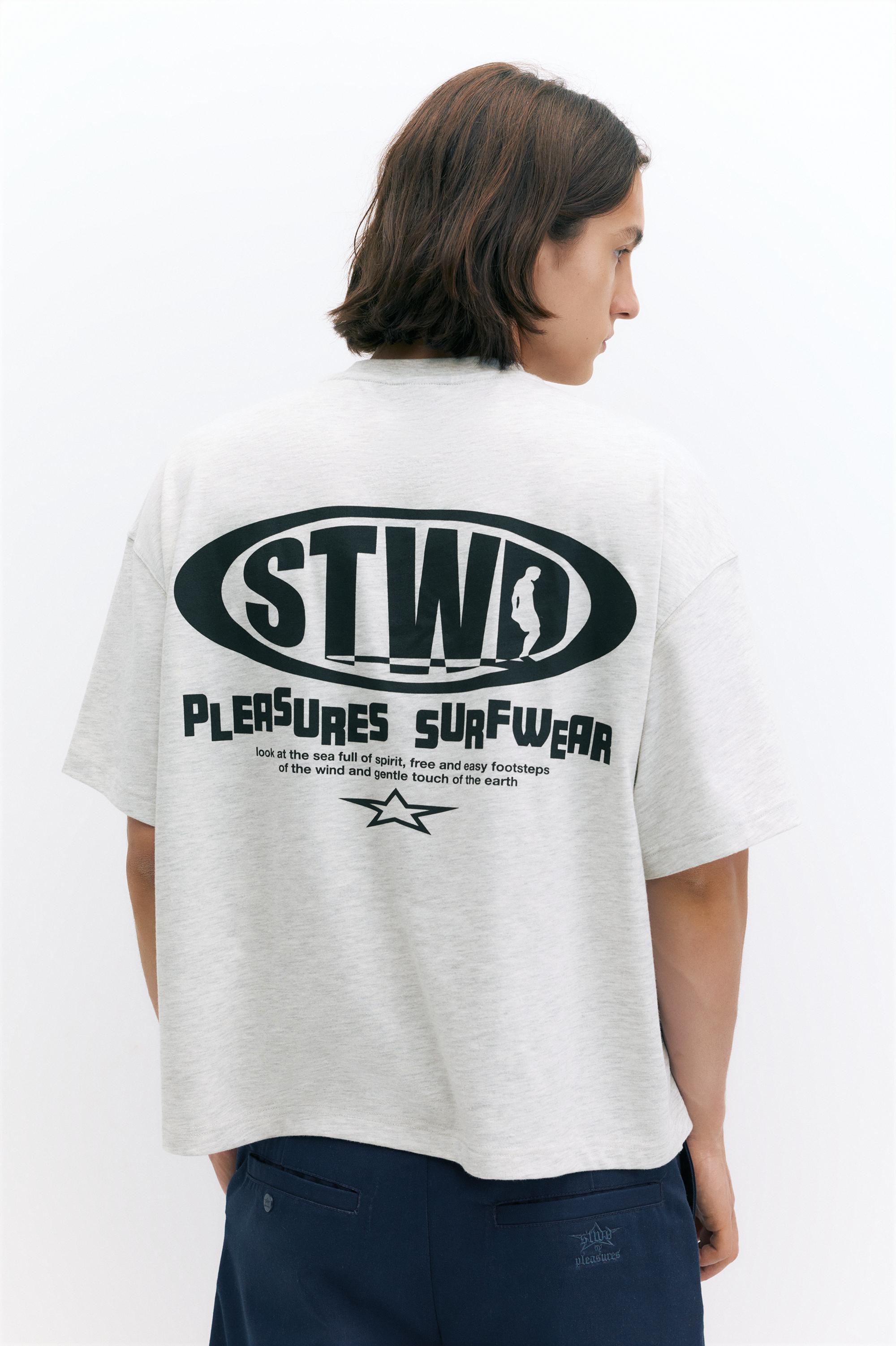 Pleasures x STWD boxy T-shirt — Grey/Taupe brown