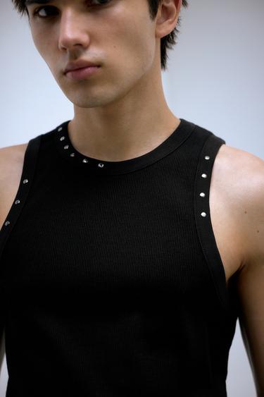 Studded vest top — Black 4