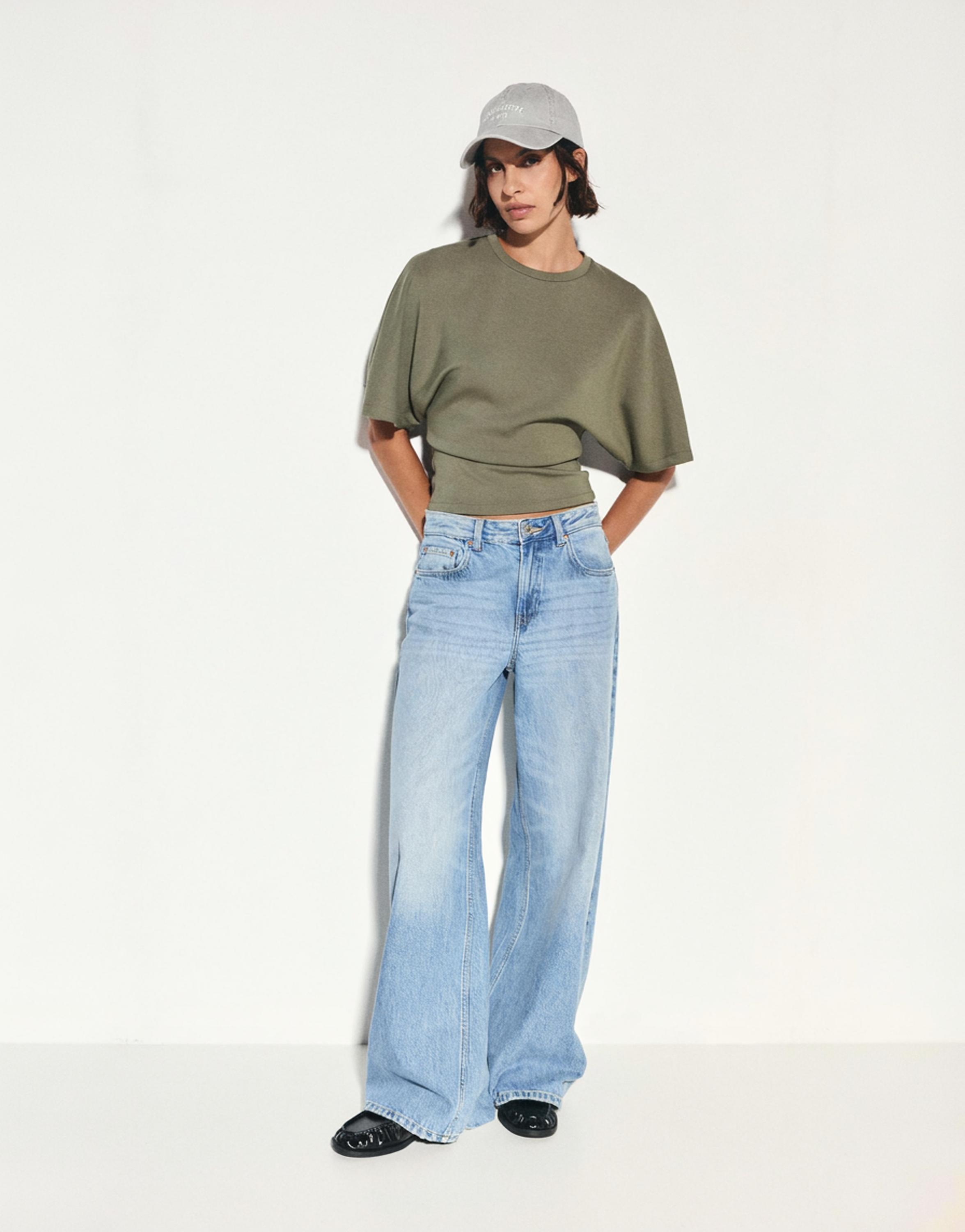 Modal batwing sleeve T-shirt — Khaki