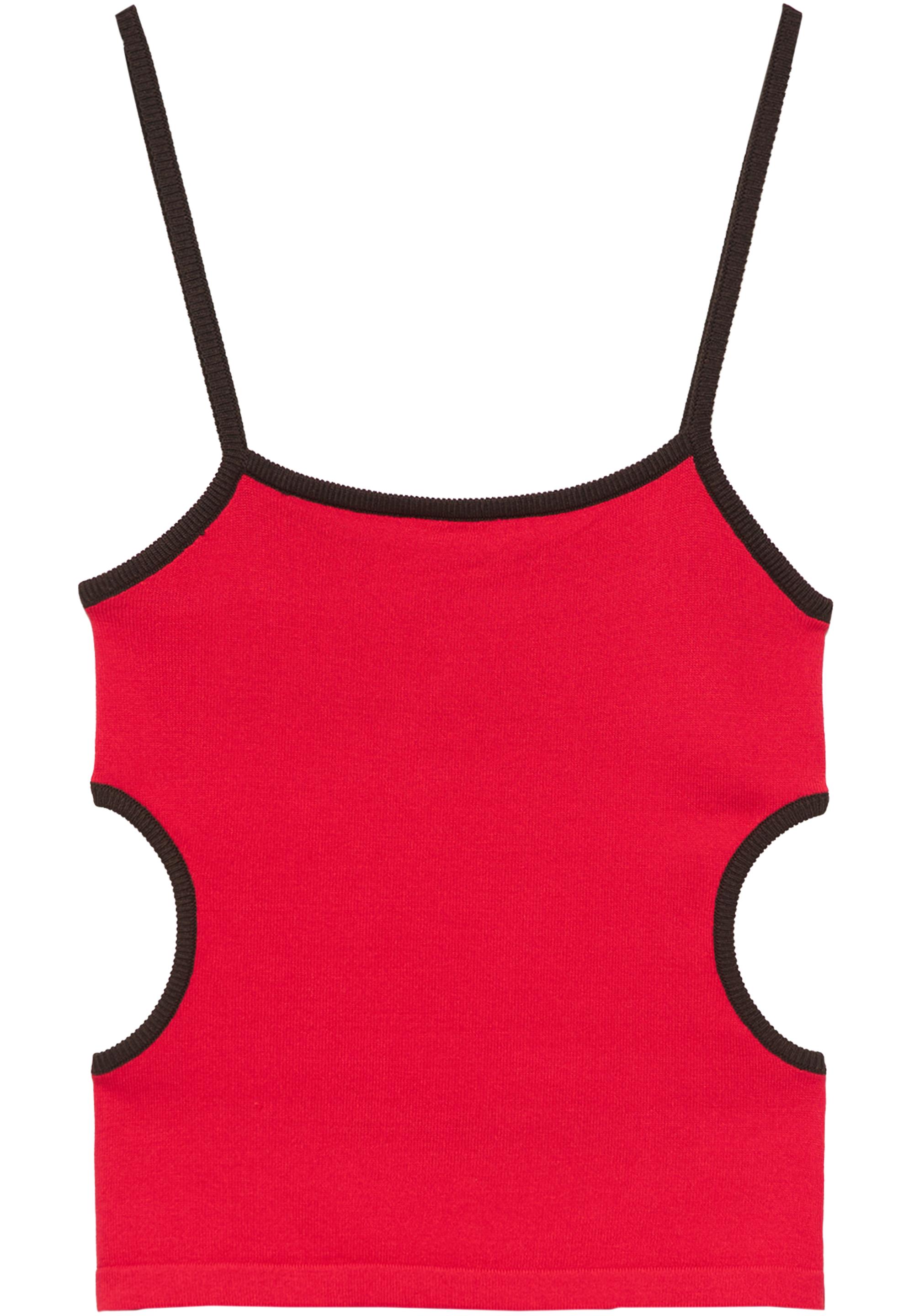 Red strappy cut-out top — Red