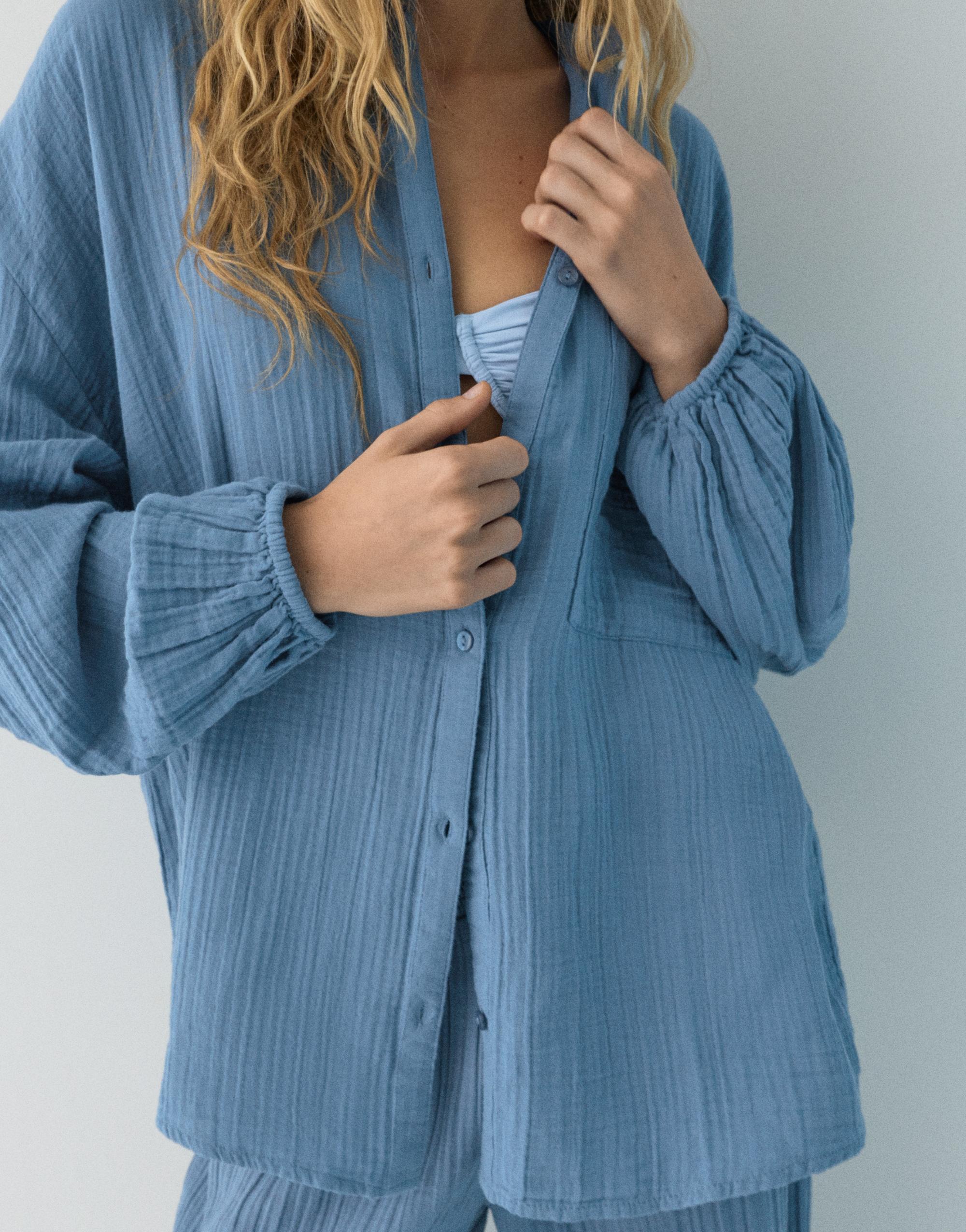 Hakim yaka Şile bezi gömlek - Görsel 27