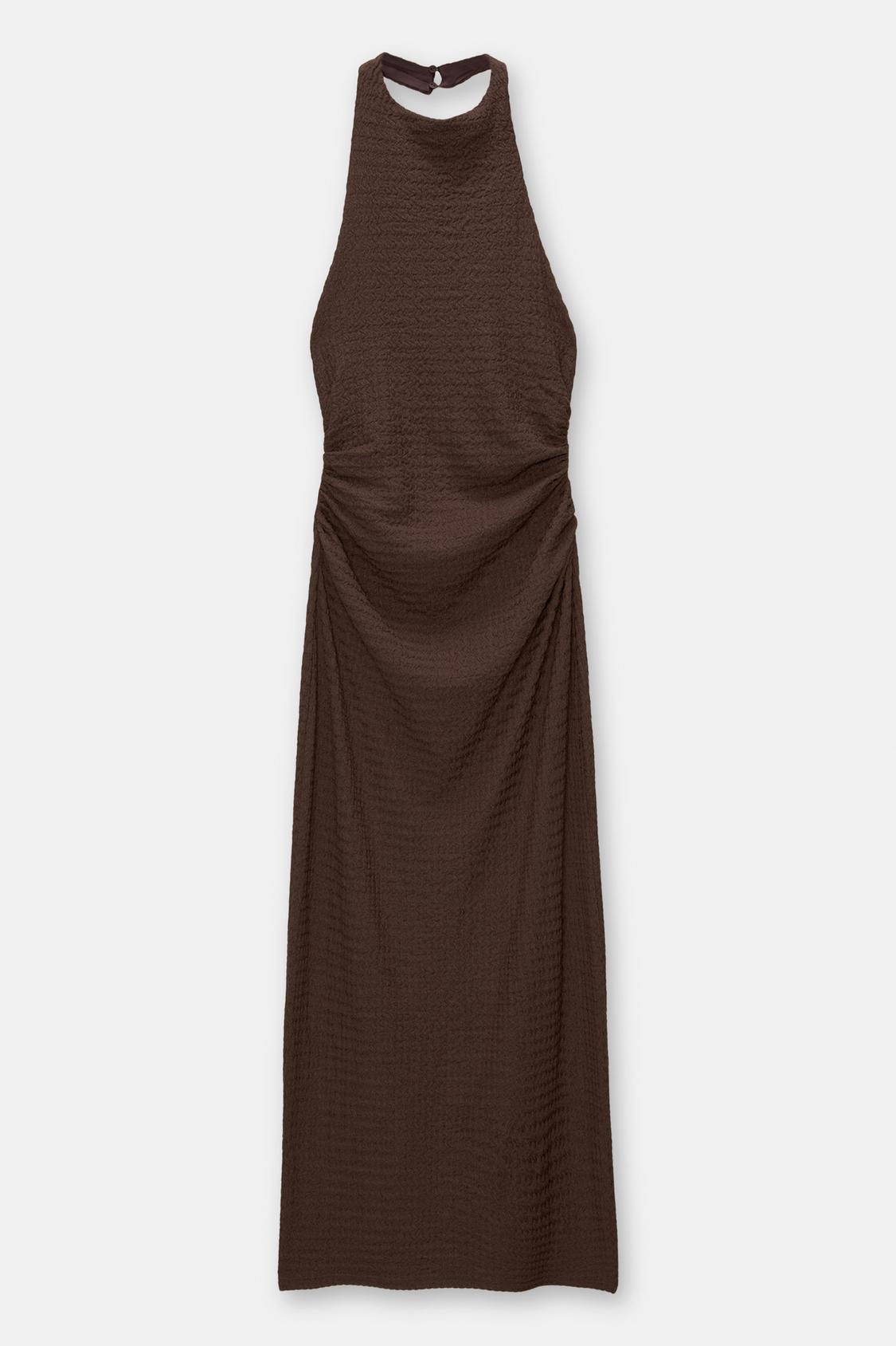 Textured halter midi dress - pull&bear