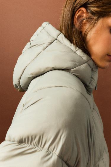 Hooded puffer jacket — Pale khaki 4