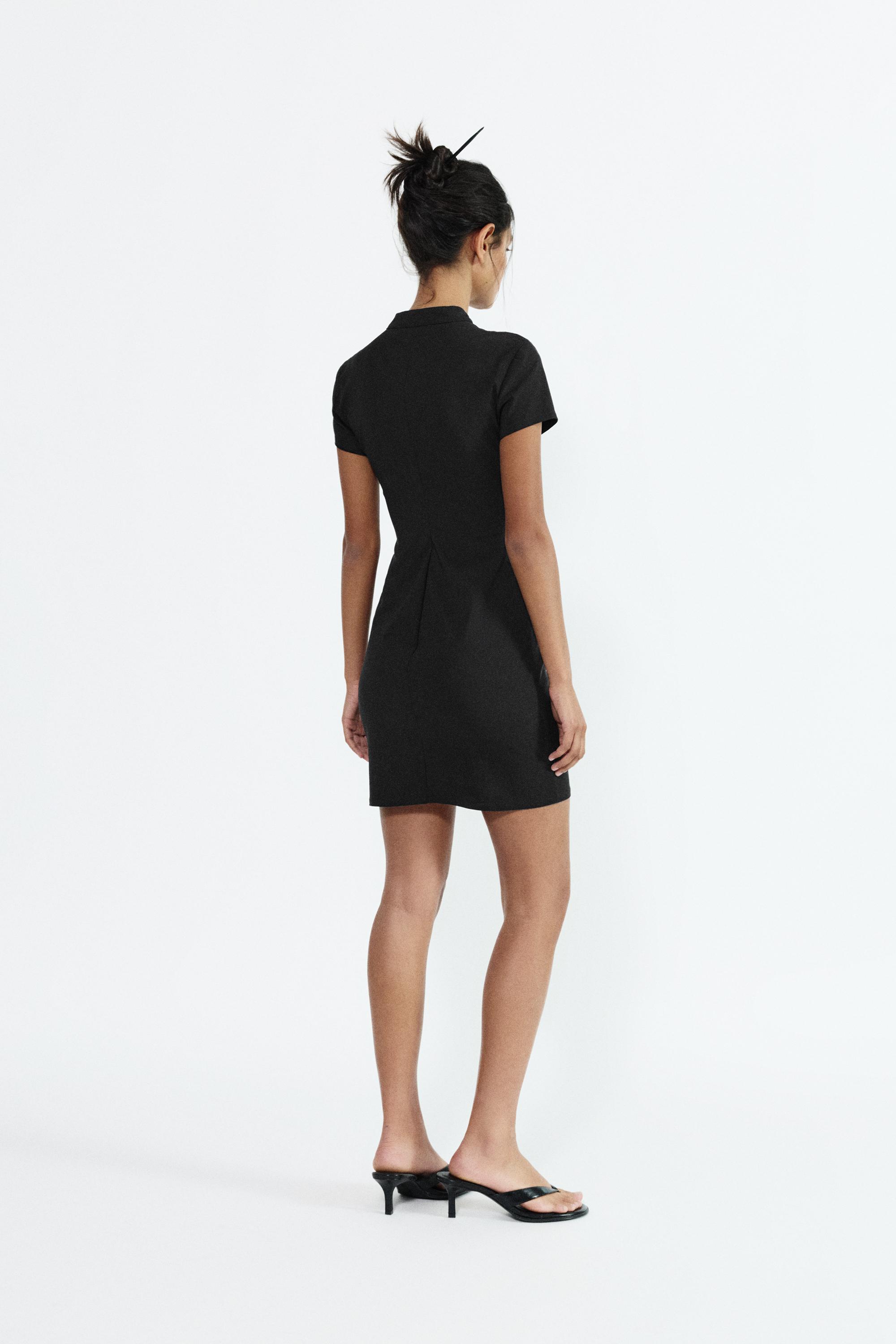 Short dress with knot buttons — Black