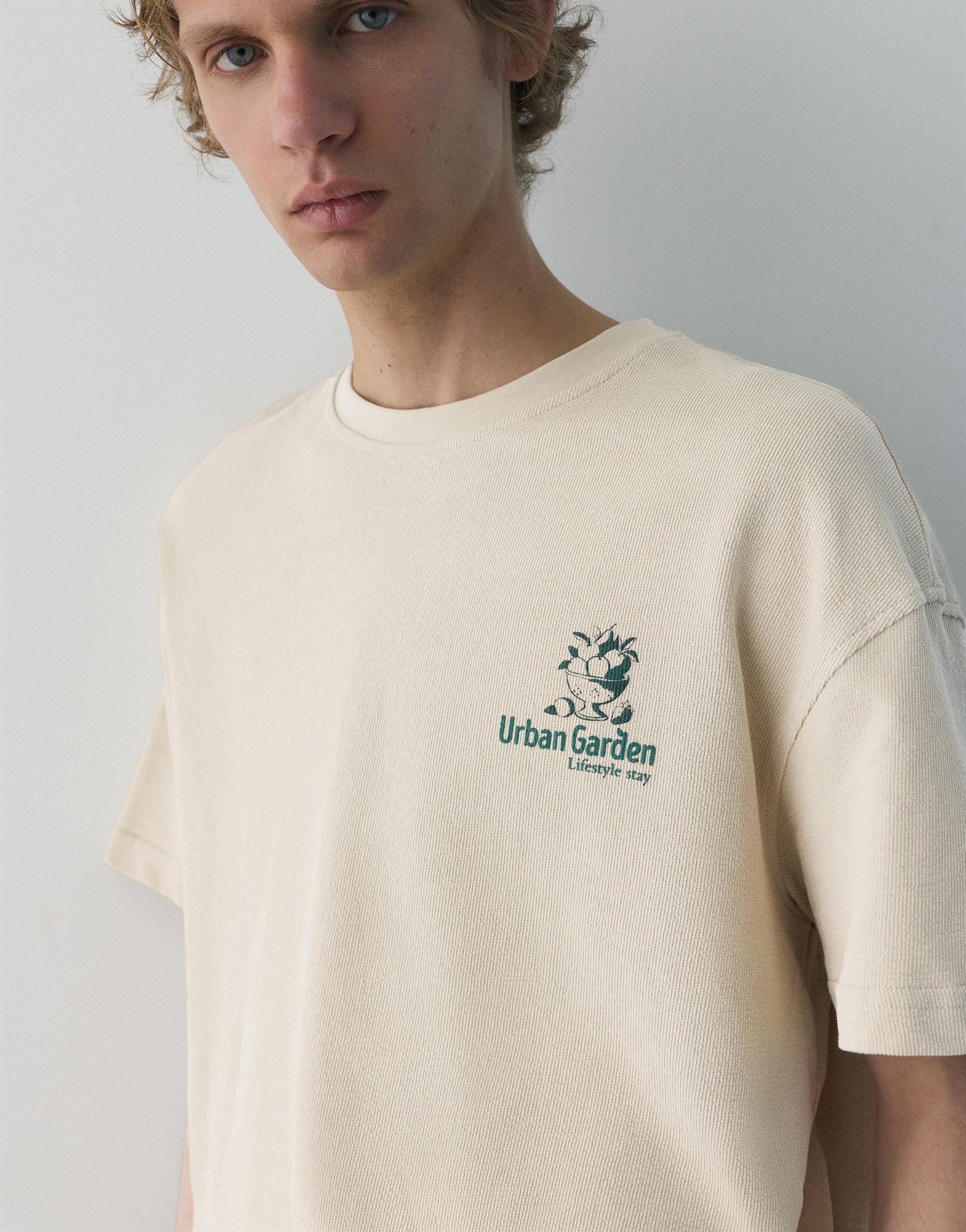 Grafik baskılı dokulu t-shirt - Görsel 8