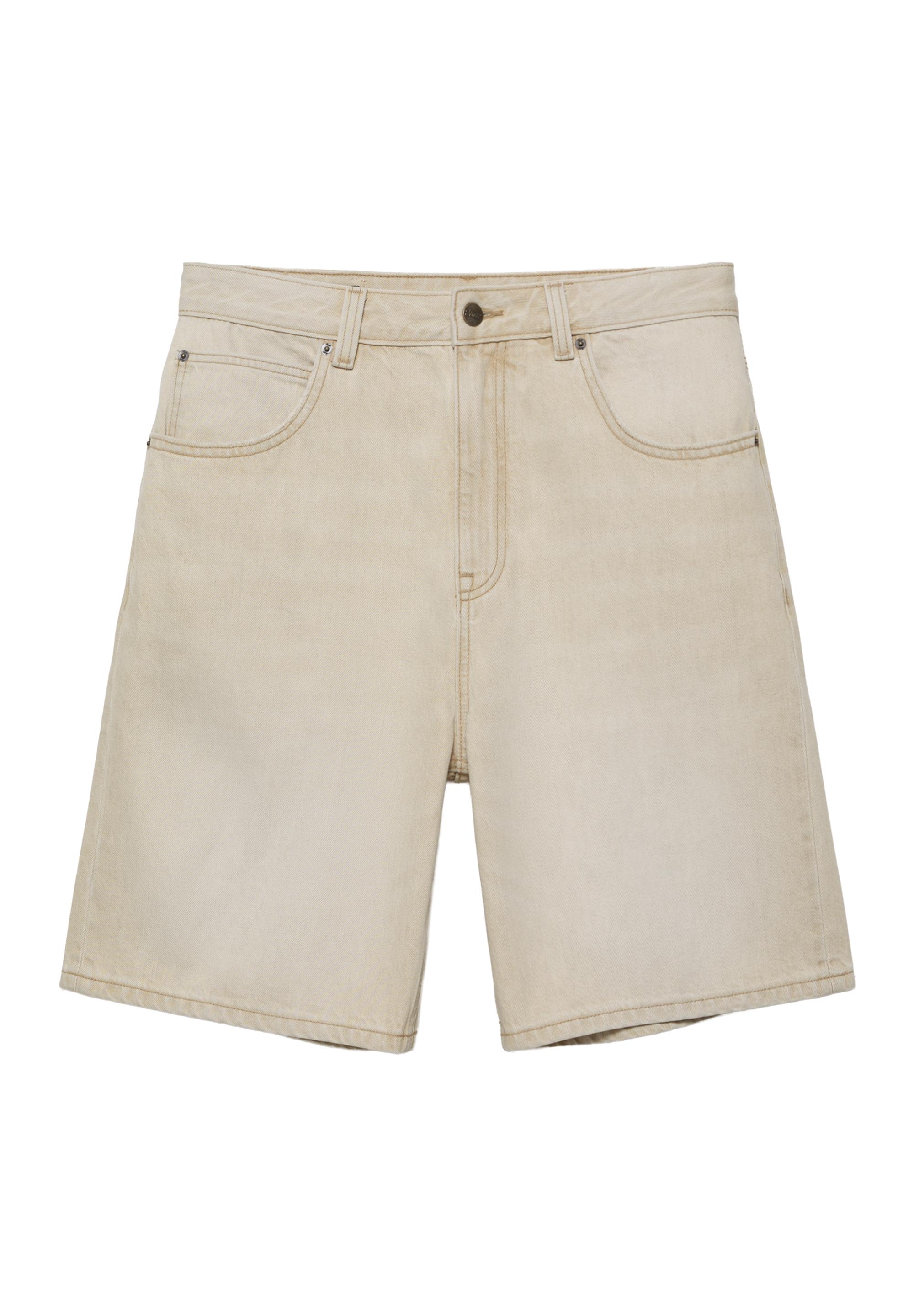 Baggy relaxed fit denim Bermuda shorts — Sand