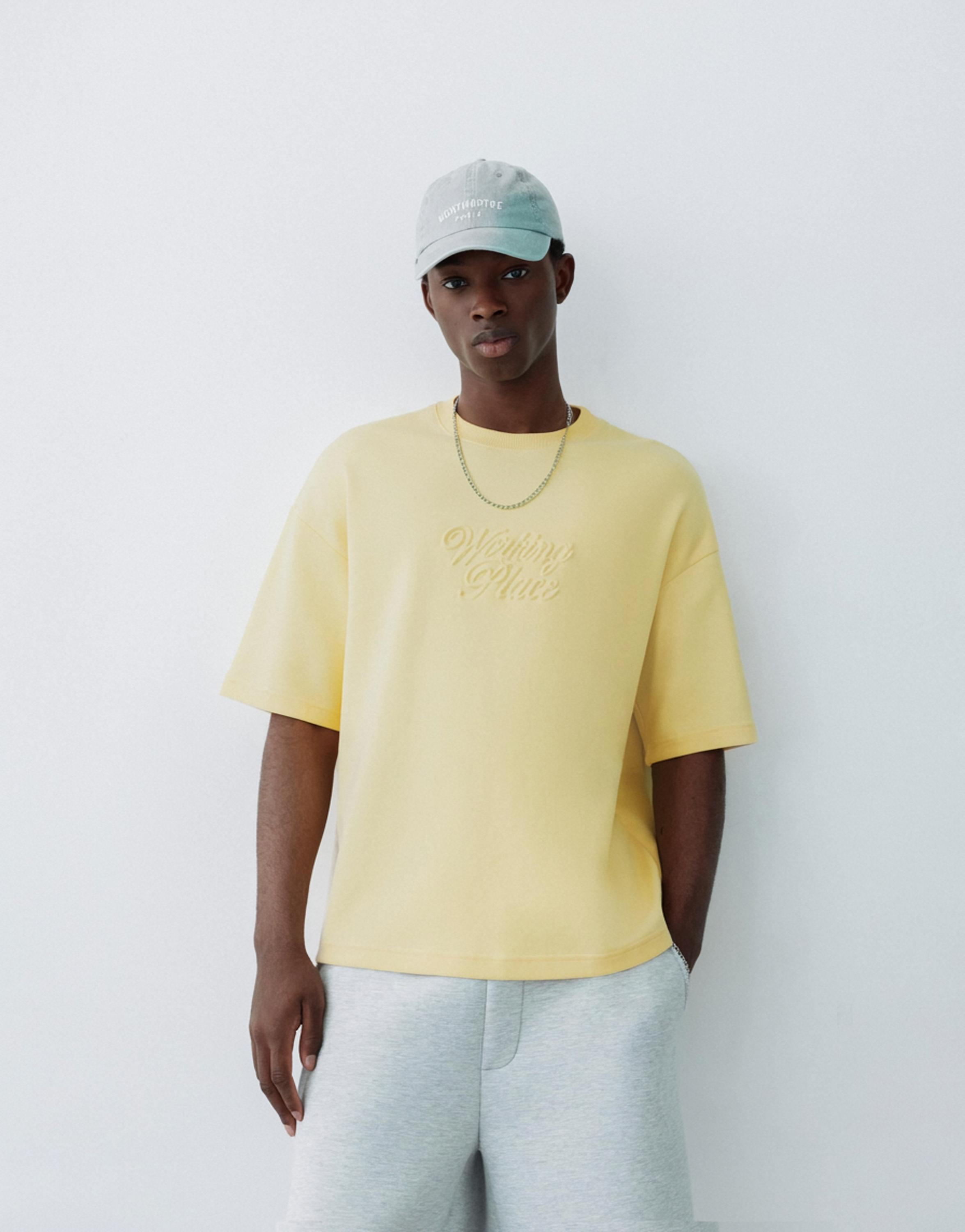 Short sleeve slogan sweatshirt — Yellow