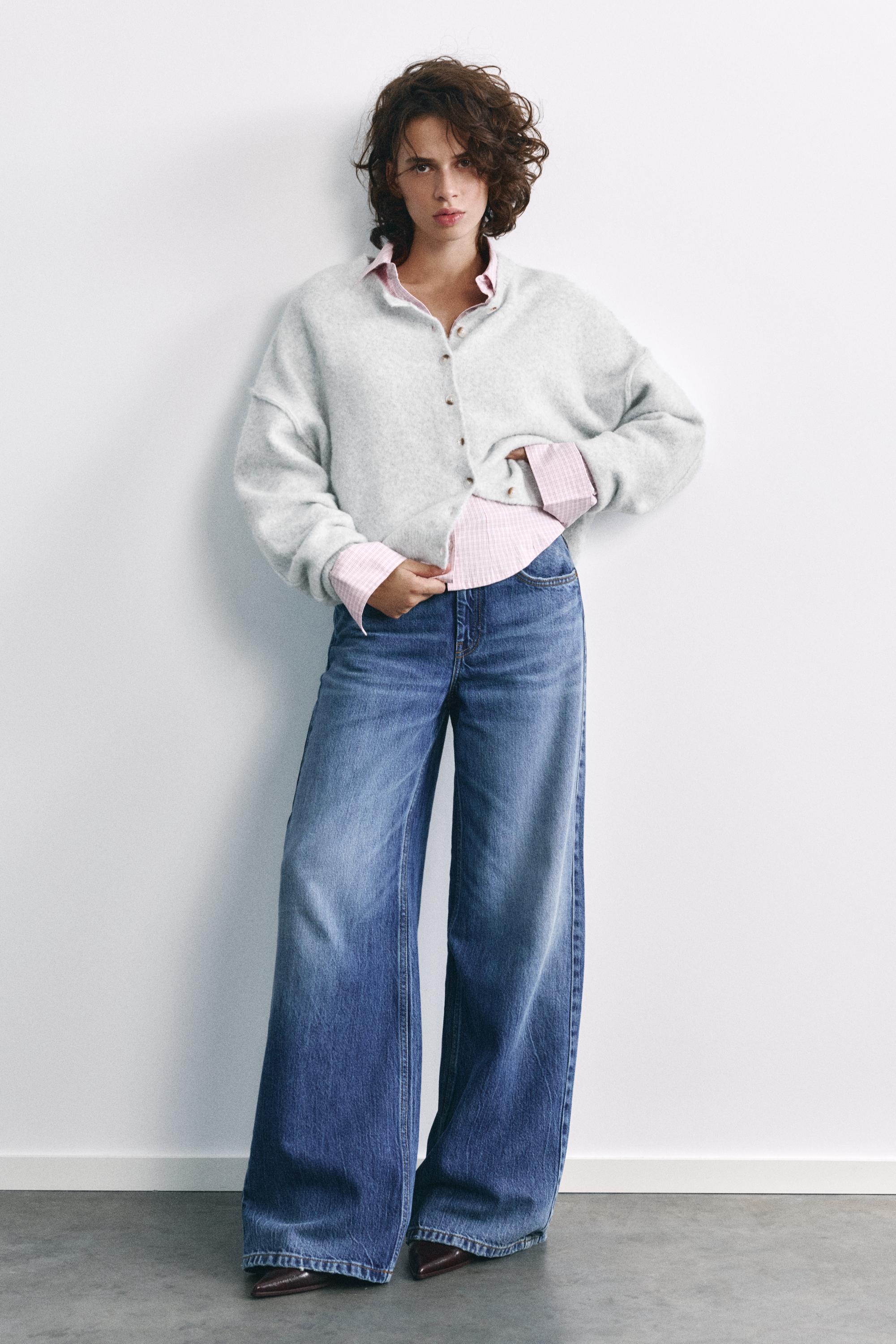 Soft knit cardigan — Pale grey