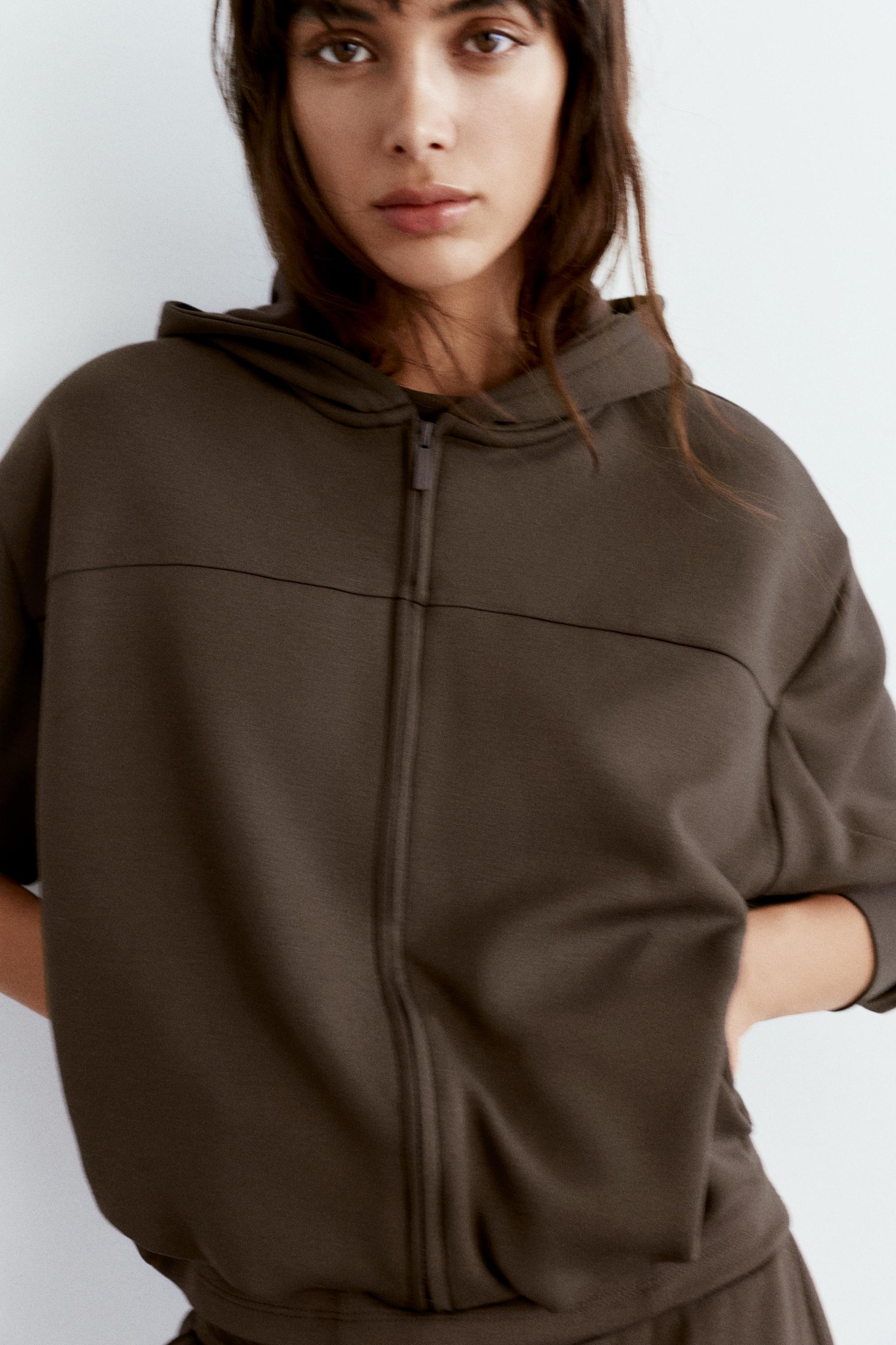 Soft touch hooded sweatshirt — Brown