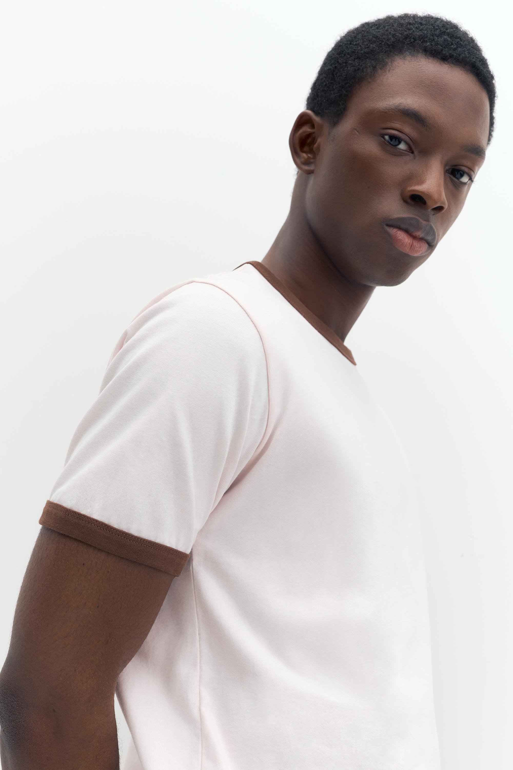 Contrast trim T-shirt — Pink