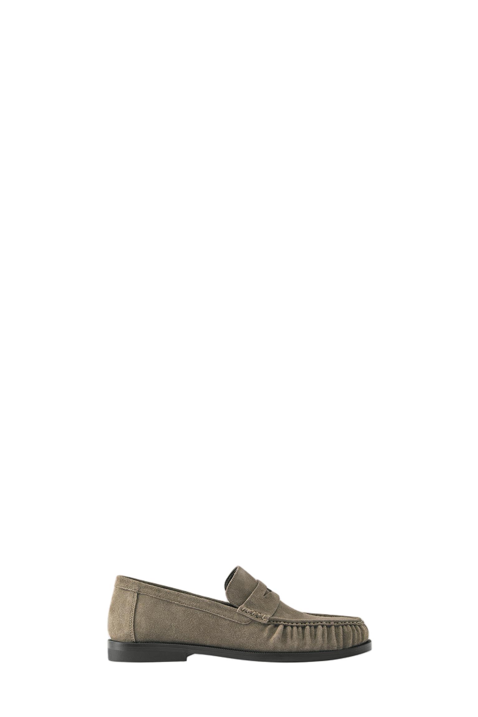 Gathered leather loafers — Brown