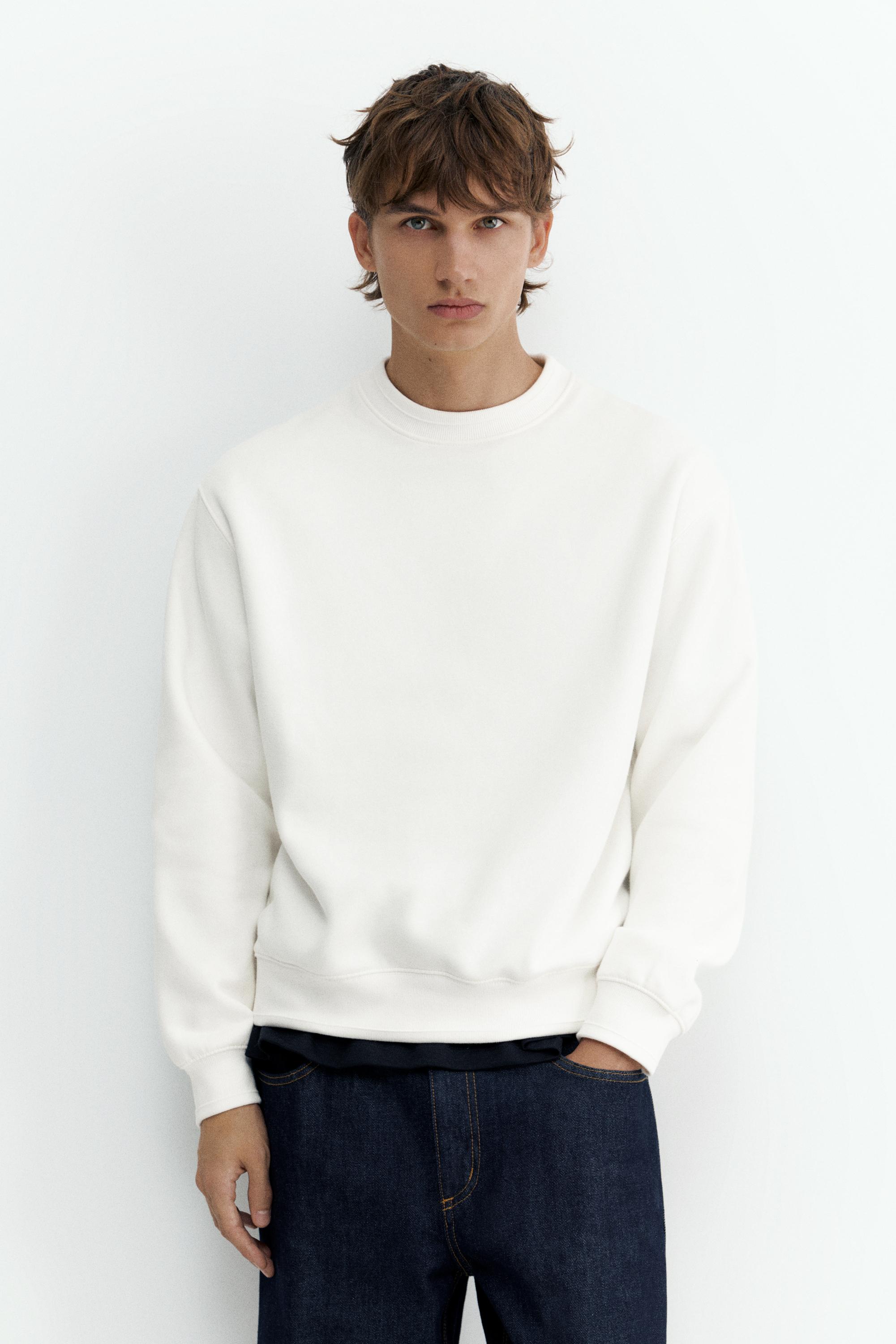 Relaxed fit round neck sweatshirt — Off white