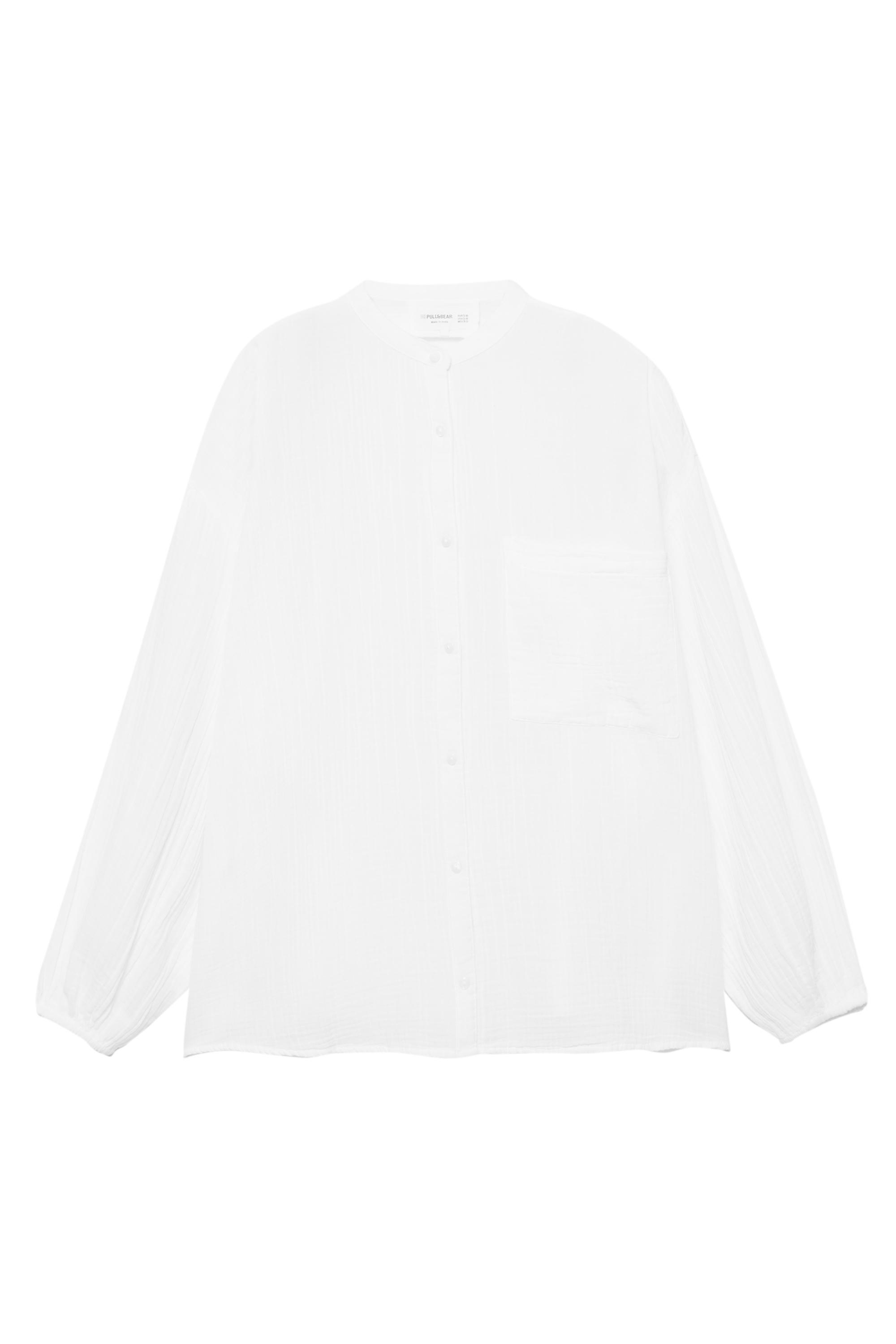 Stand collar voile effect shirt