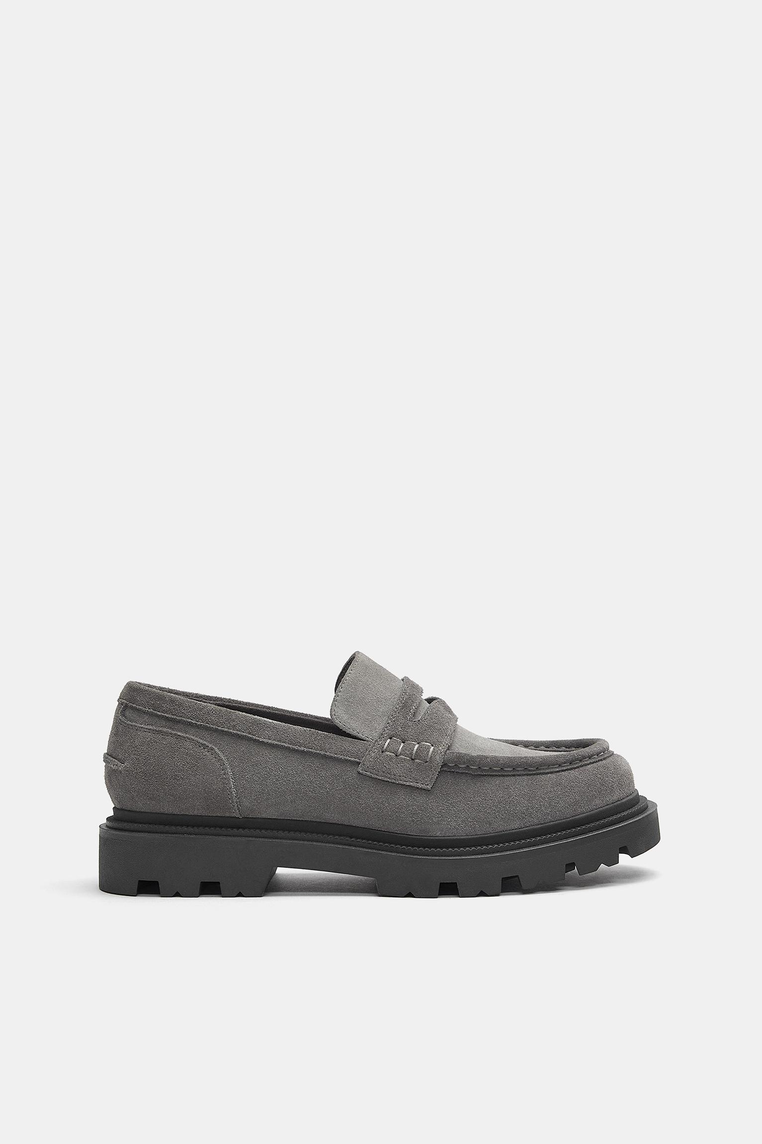 Chunky leather loafers — Grey
