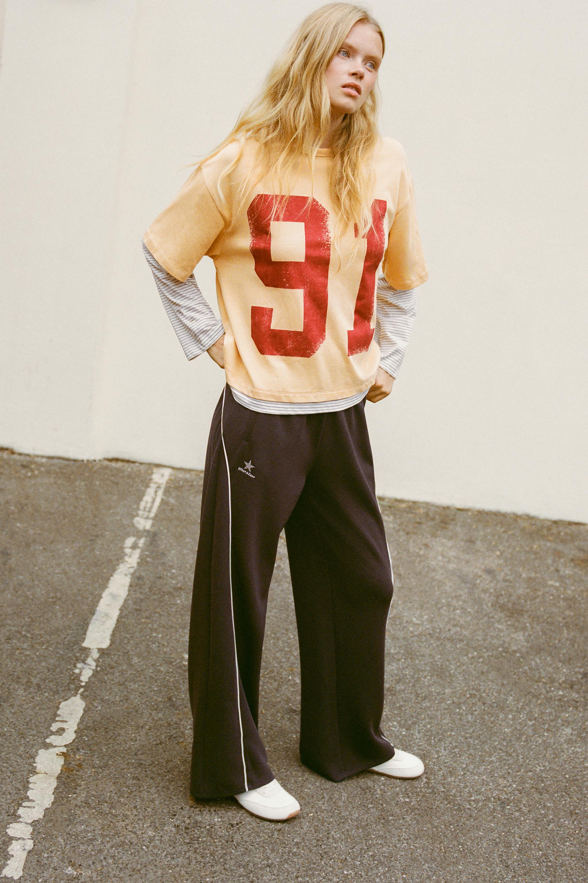 91 graphic double-layer T-shirt — Egg yolk yellow