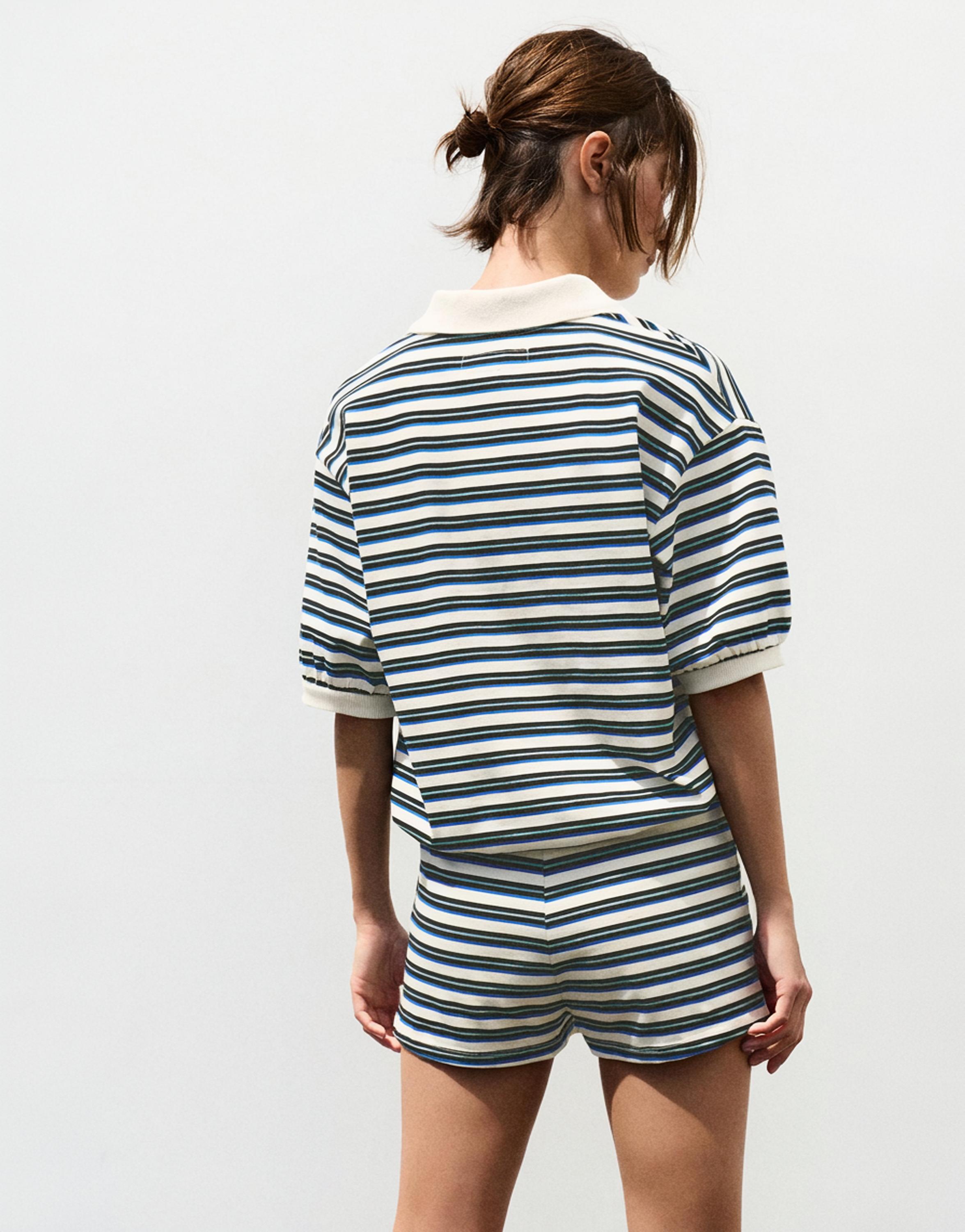 Striped polo shirt — Ecru