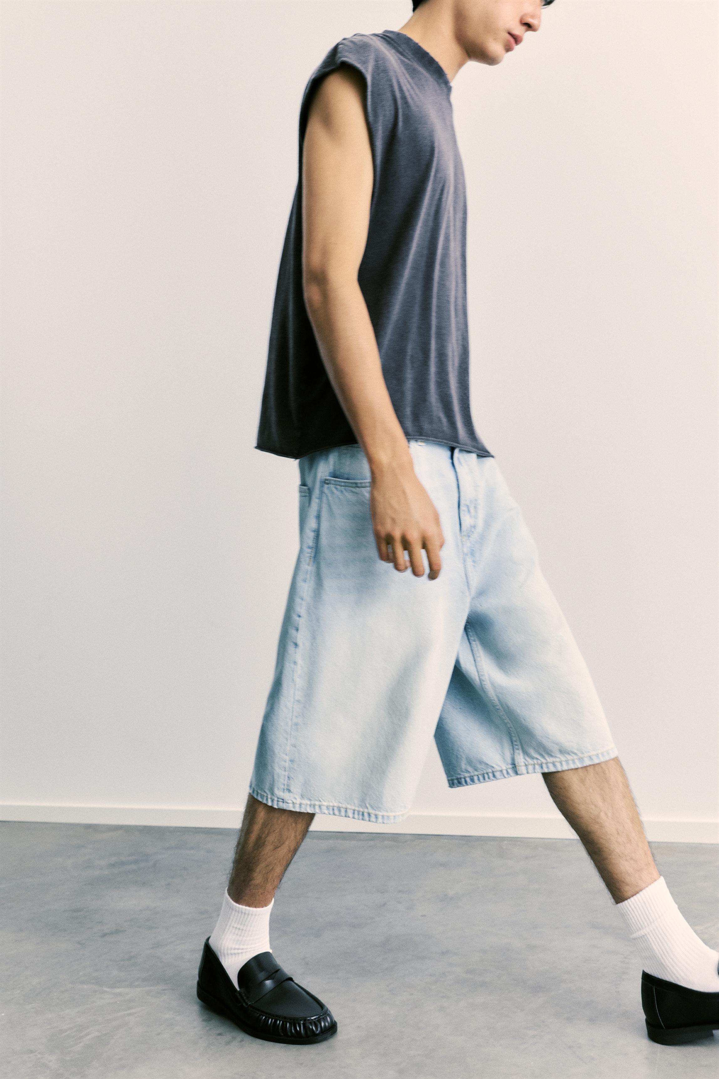 Skater denim Bermuda shorts — Pale blue