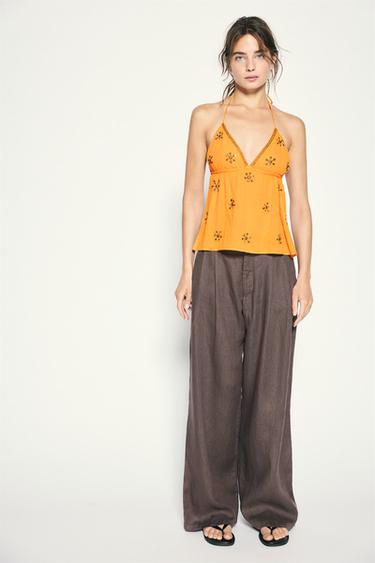 Beaded halter top — Orange 4