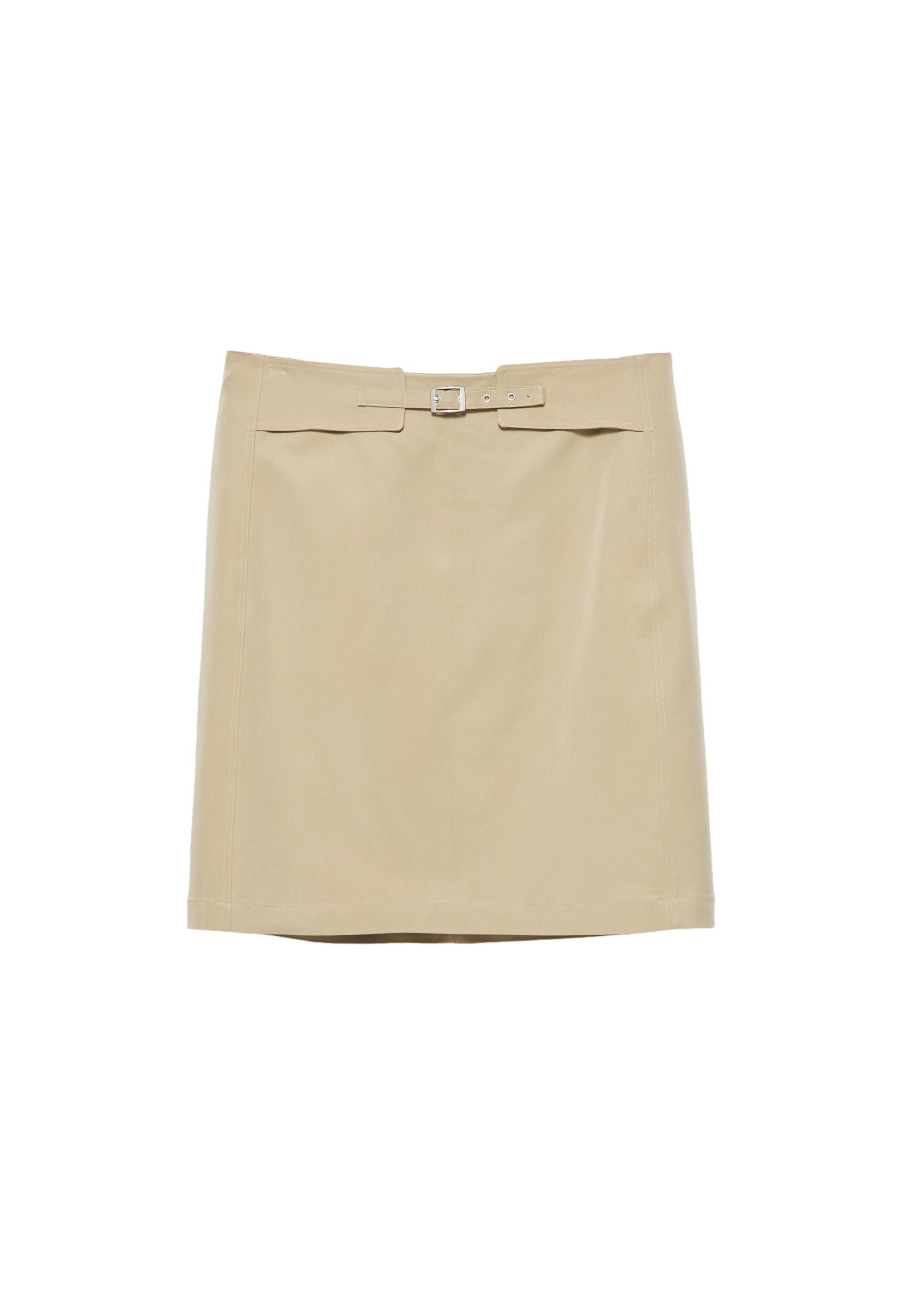 Straight buckle skirt — Medium camel