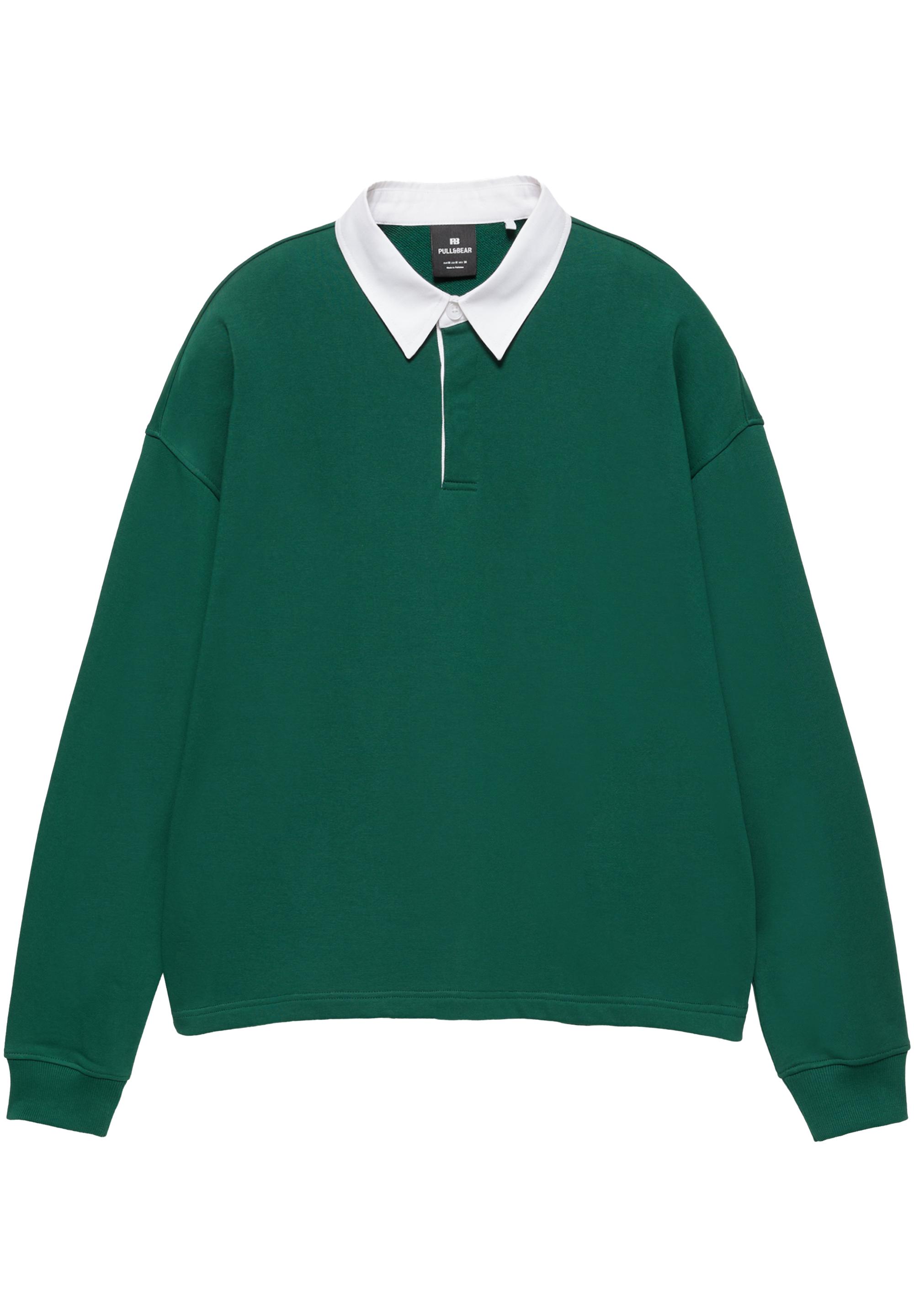 Long sleeve striped polo shirt — Green