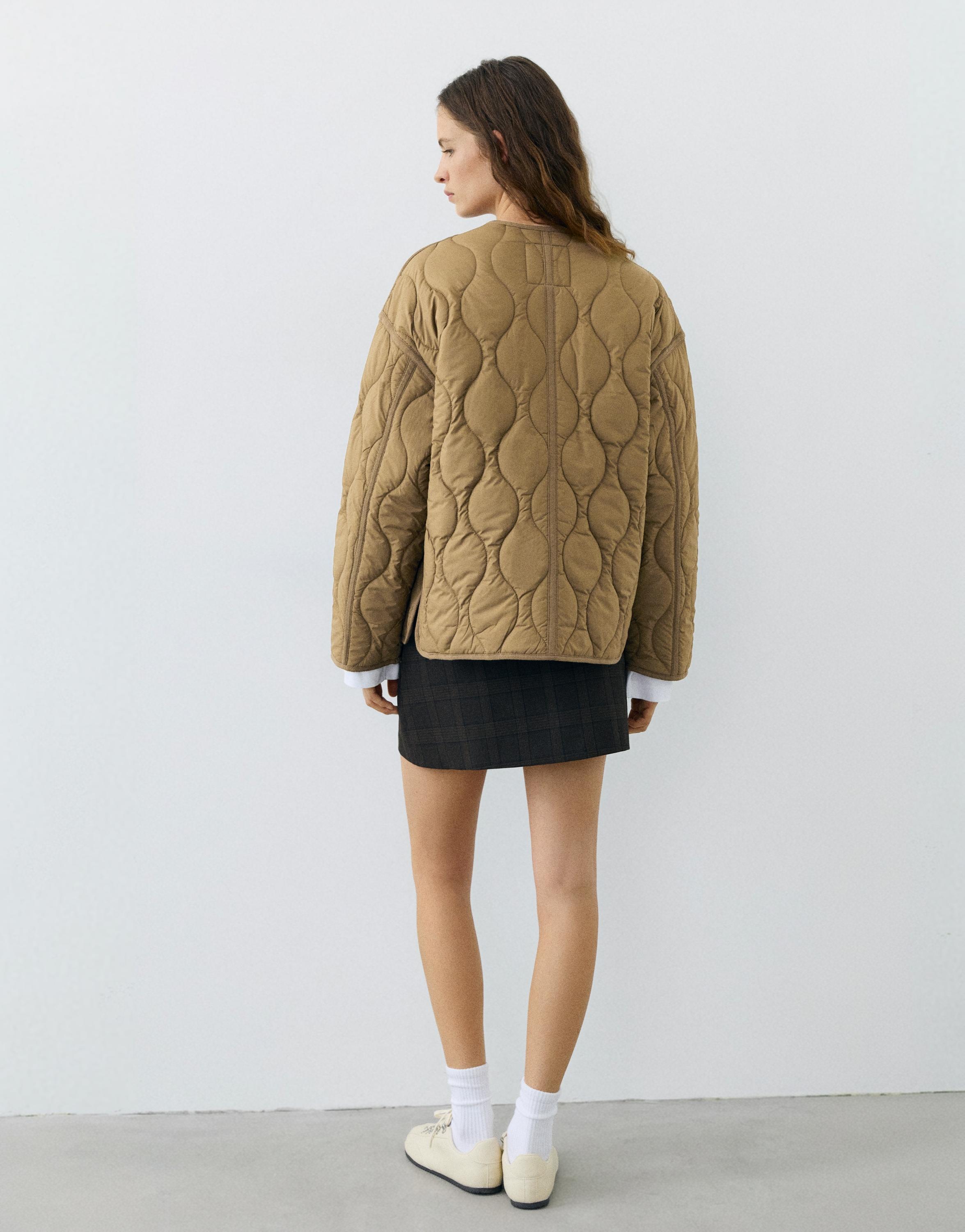 Puffer jacket with pockets — Dark khaki