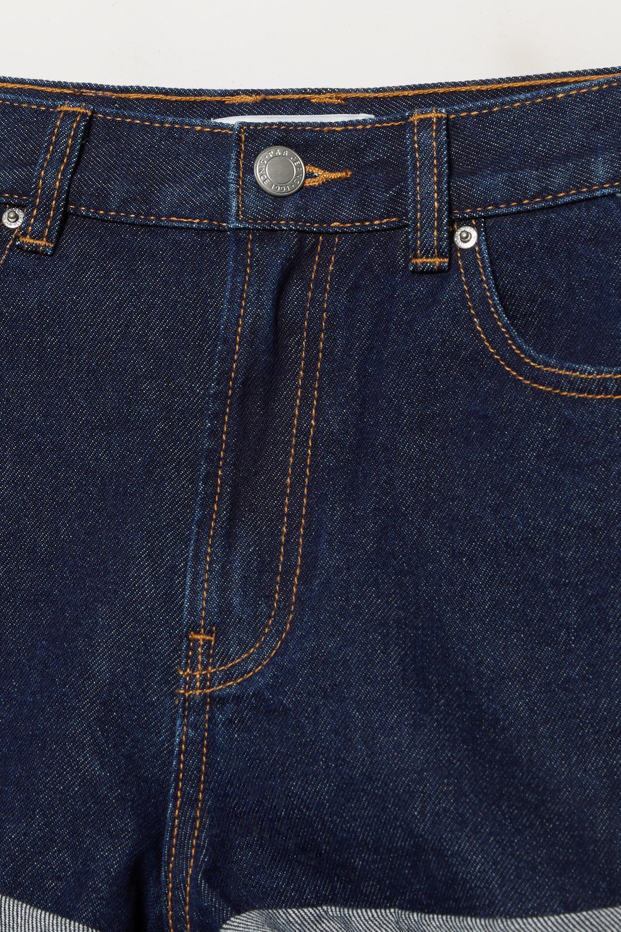 Denim mom fit shorts with turn-up hems — Navy