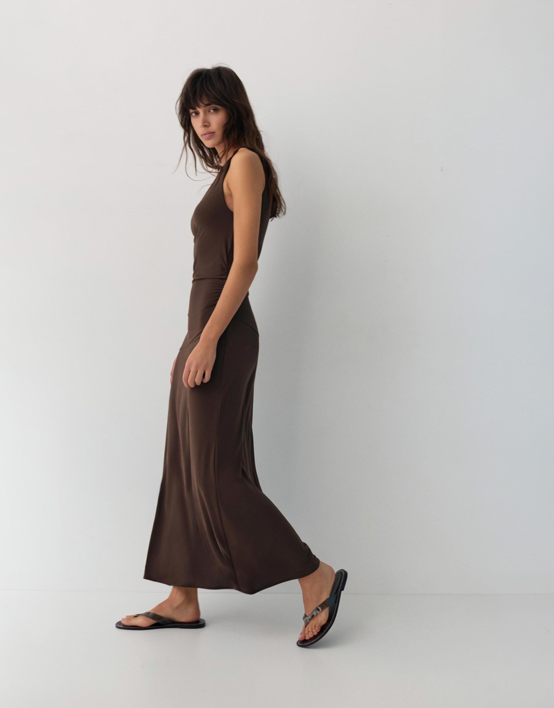 Asimetrik midi elbise - Görsel 27