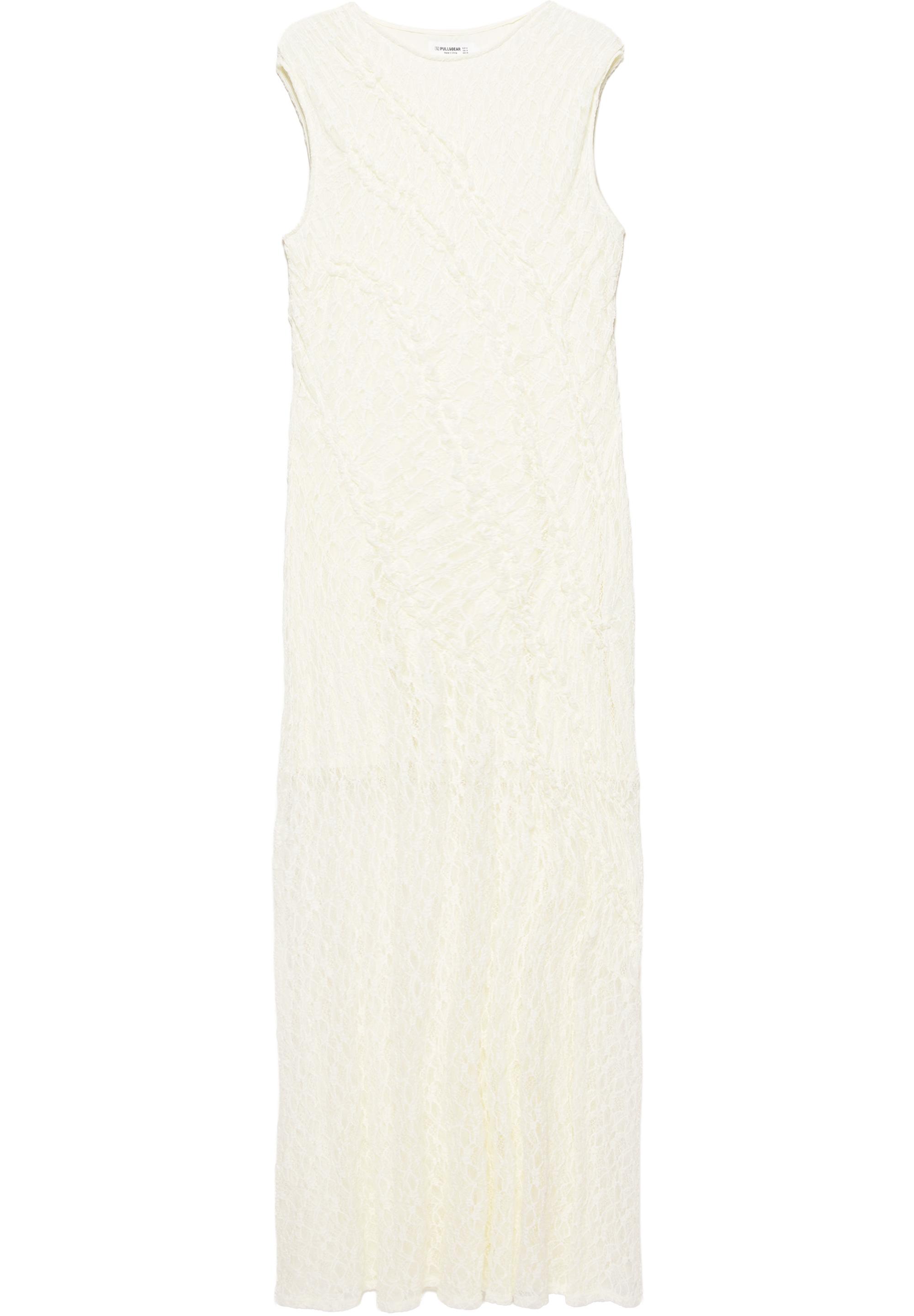 Fitted lace midi dress — Ecru
