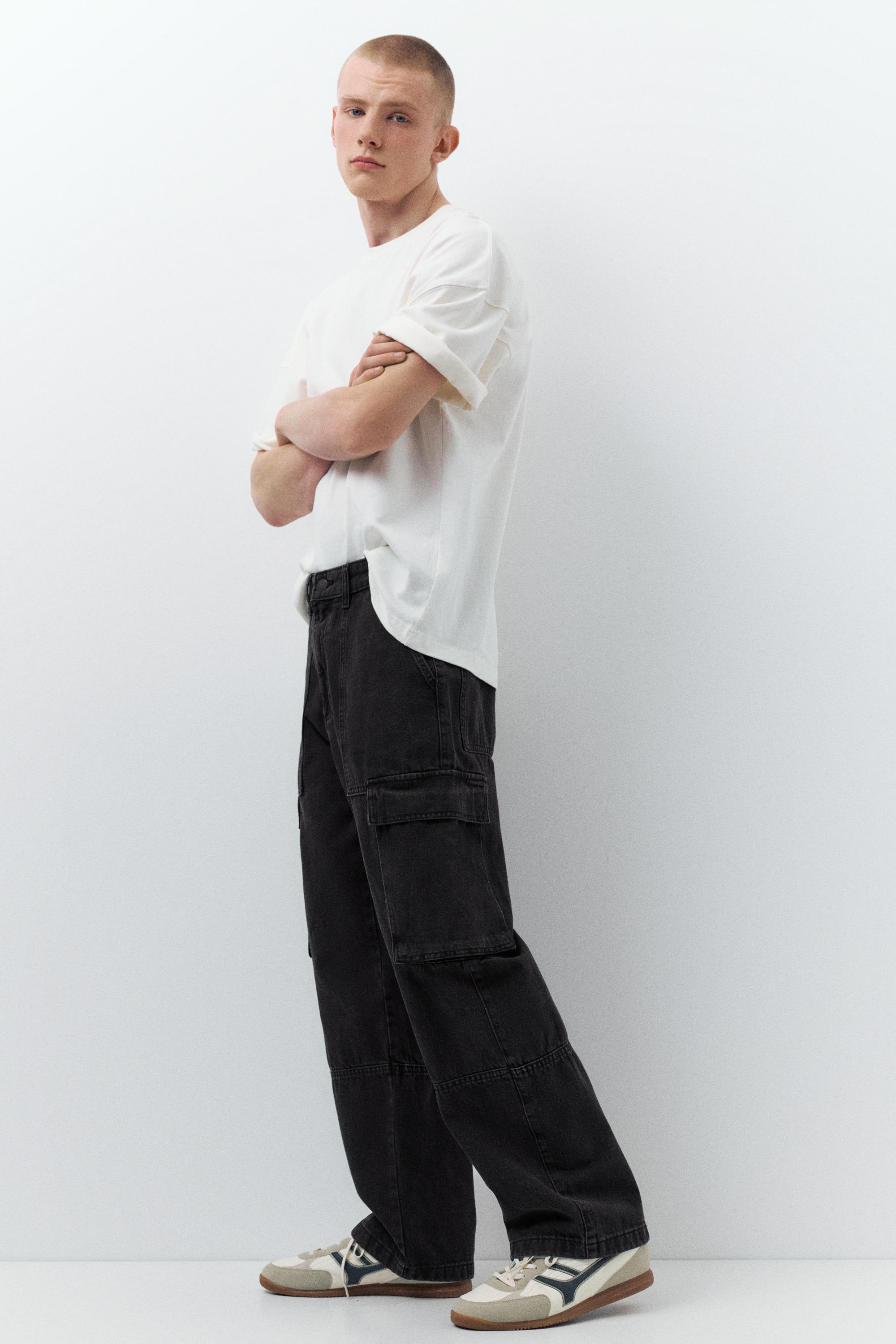 Baggy cargo jeans — Faded black