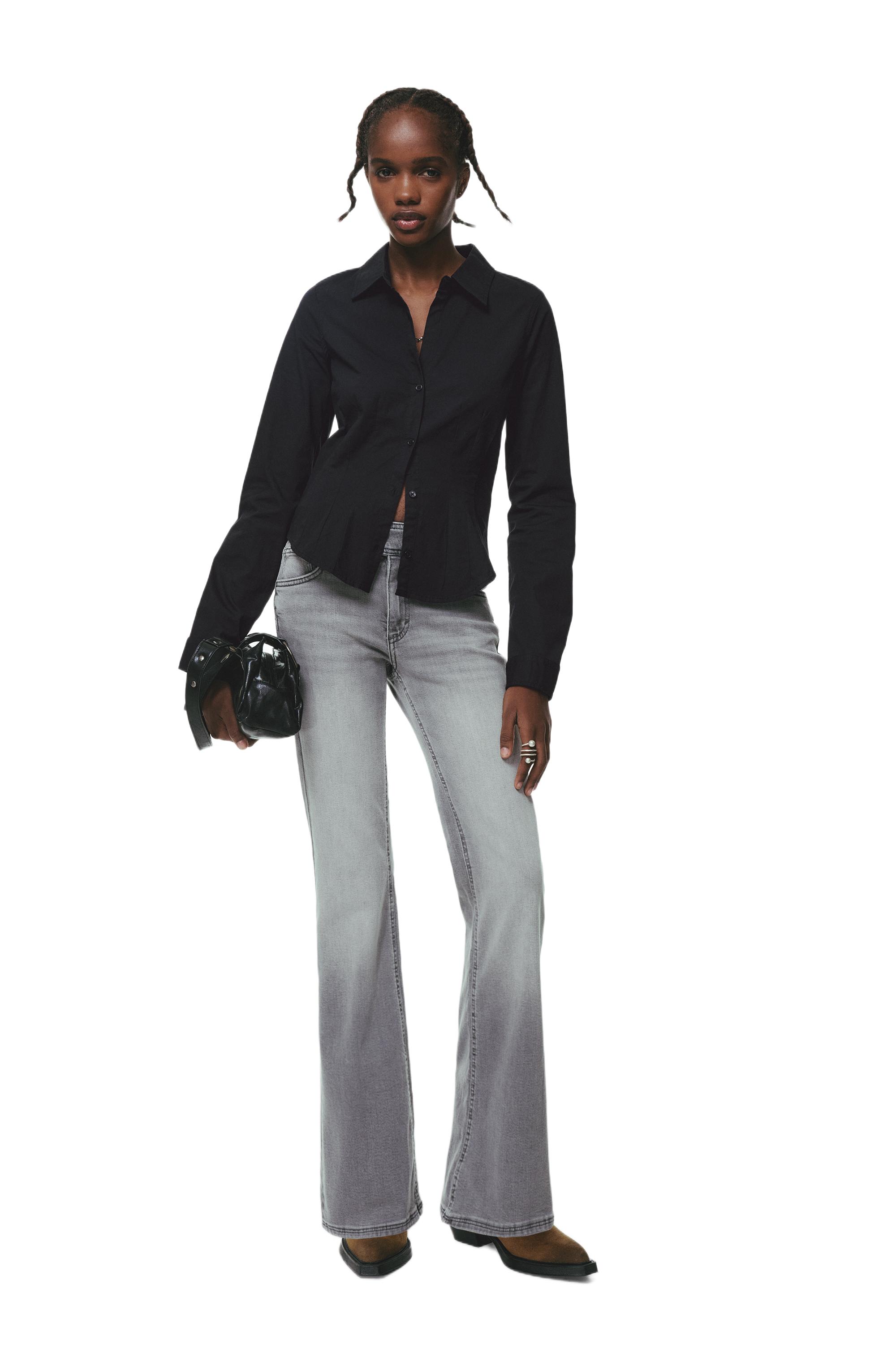 Poplin yırtmaçlı dar kesim gömlek - Görsel 26