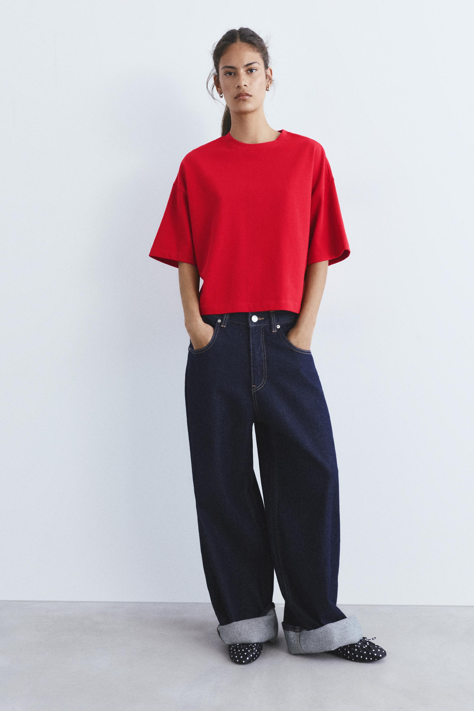 Kısa kollu kutu kesim t-shirt - Görsel 74