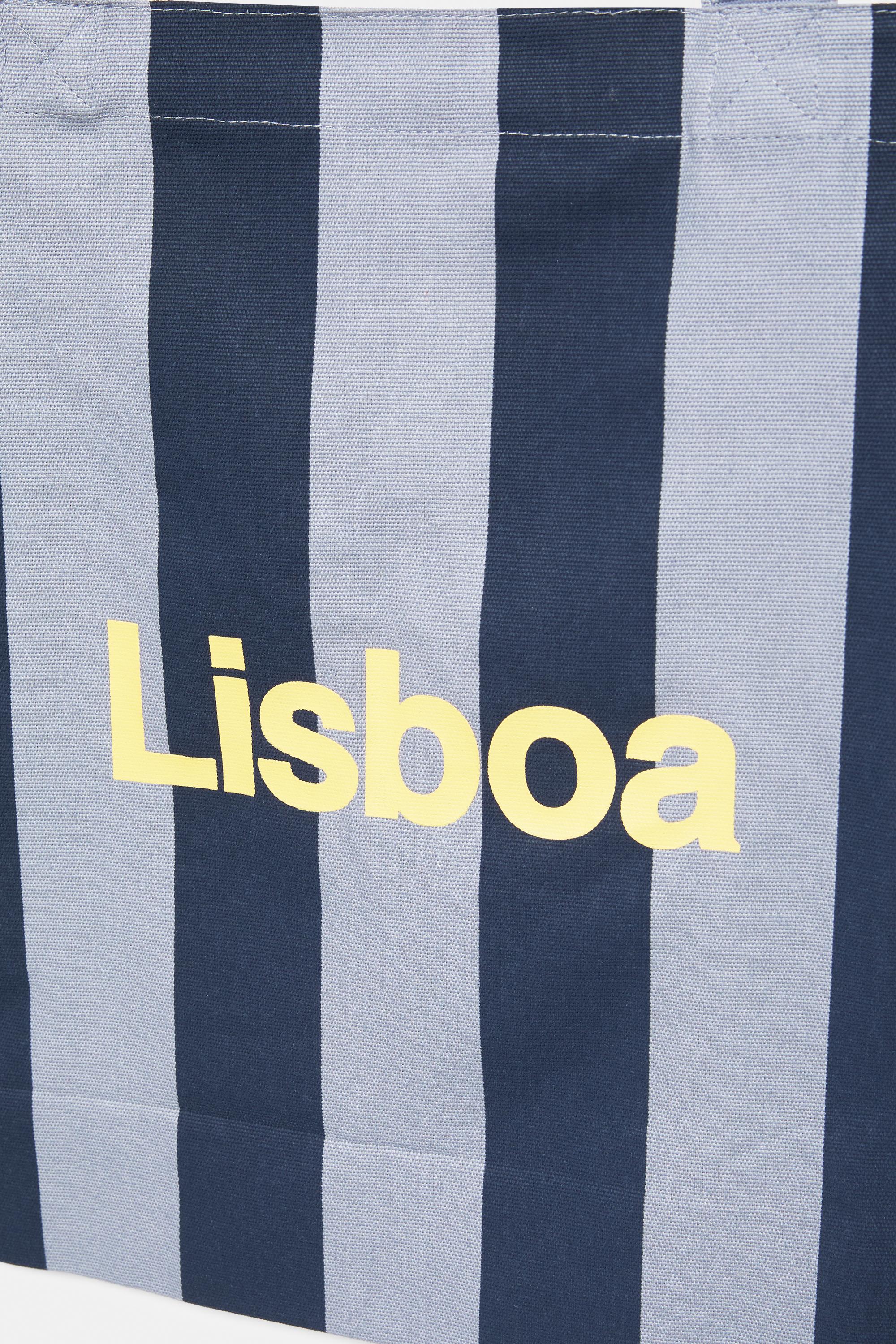 Striped city tote bag — Pale blue