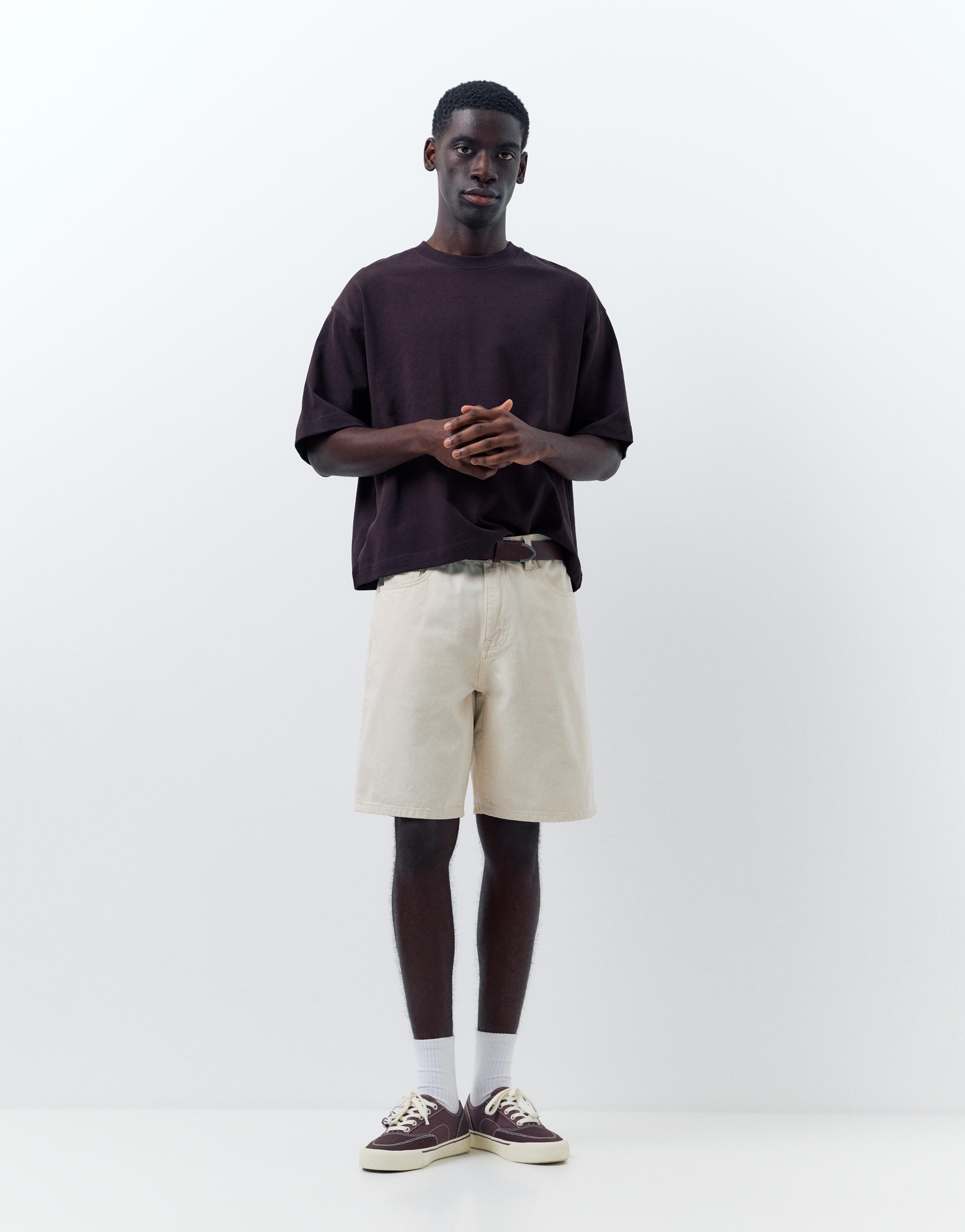 Standard denim Bermuda shorts — Ecru