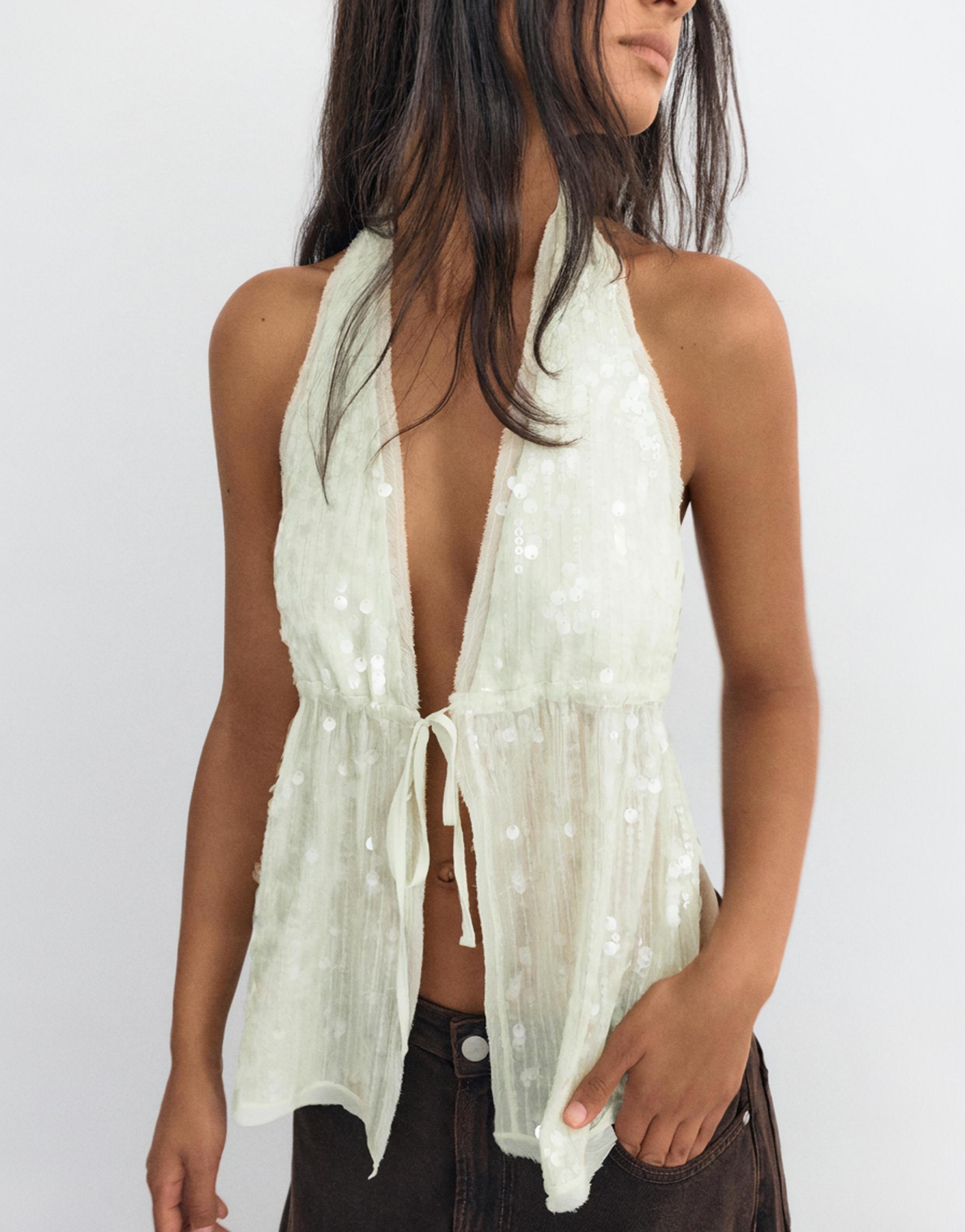 Sequin halter top — Aquamarine