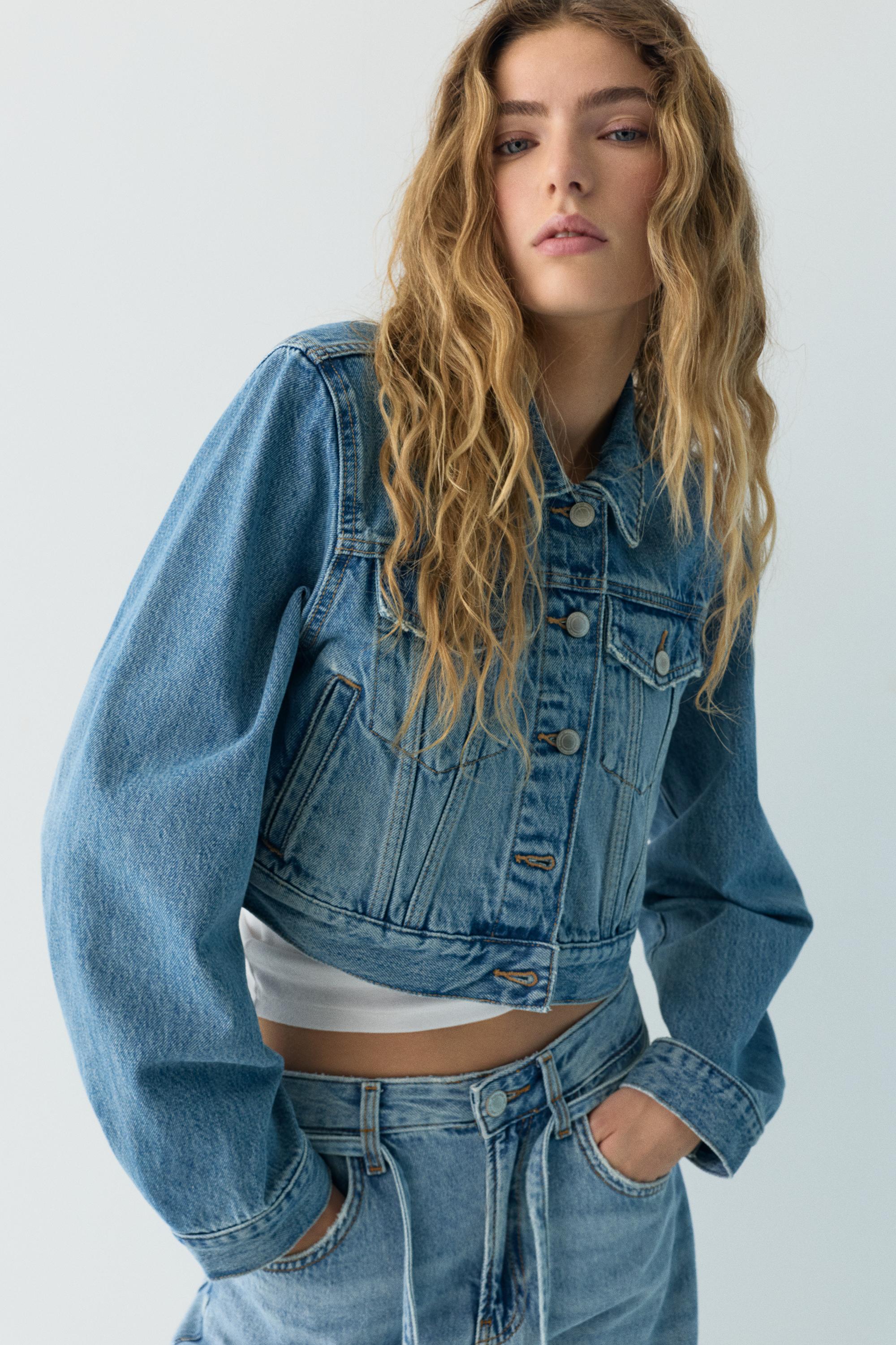 Cropped denim jacket — Medium blue
