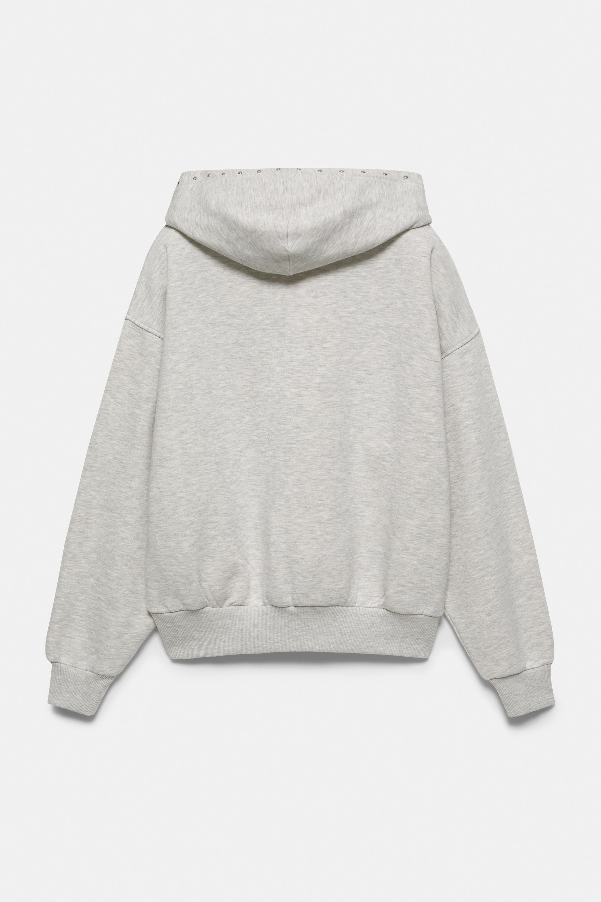 Studded hoodie — Grey marl