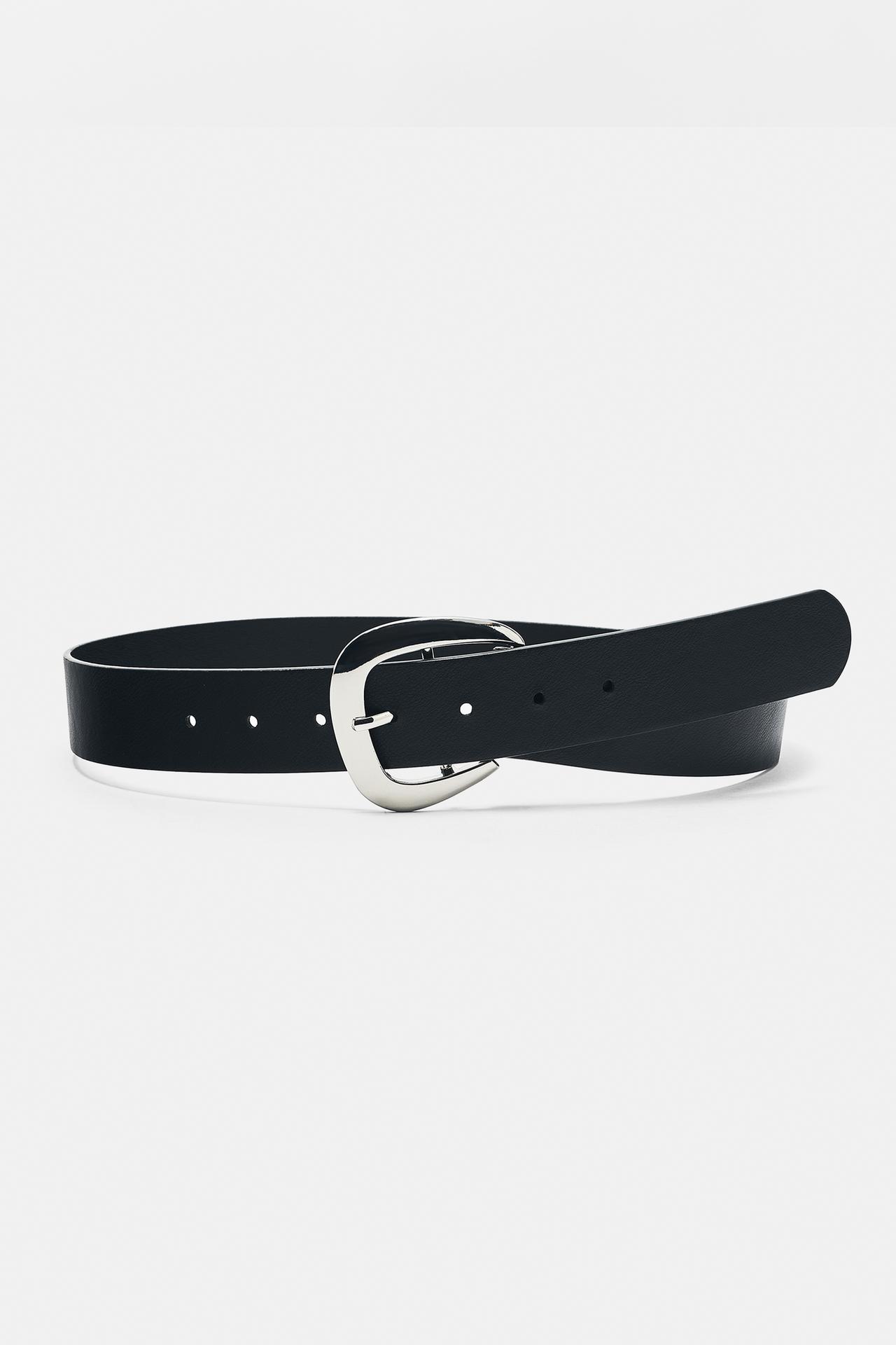 Metallic buckle belt — Black