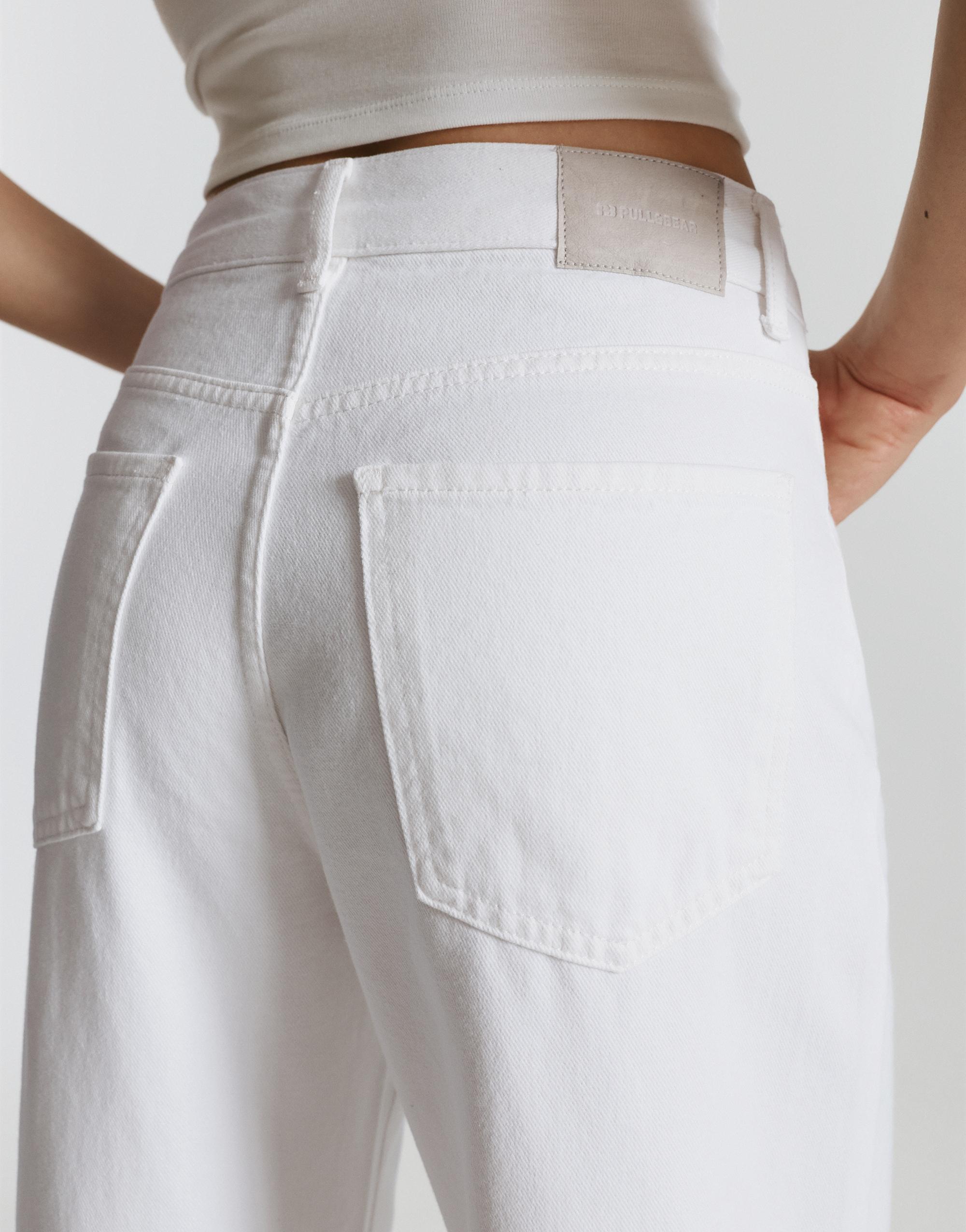 Mid-waist baggy jeans — White