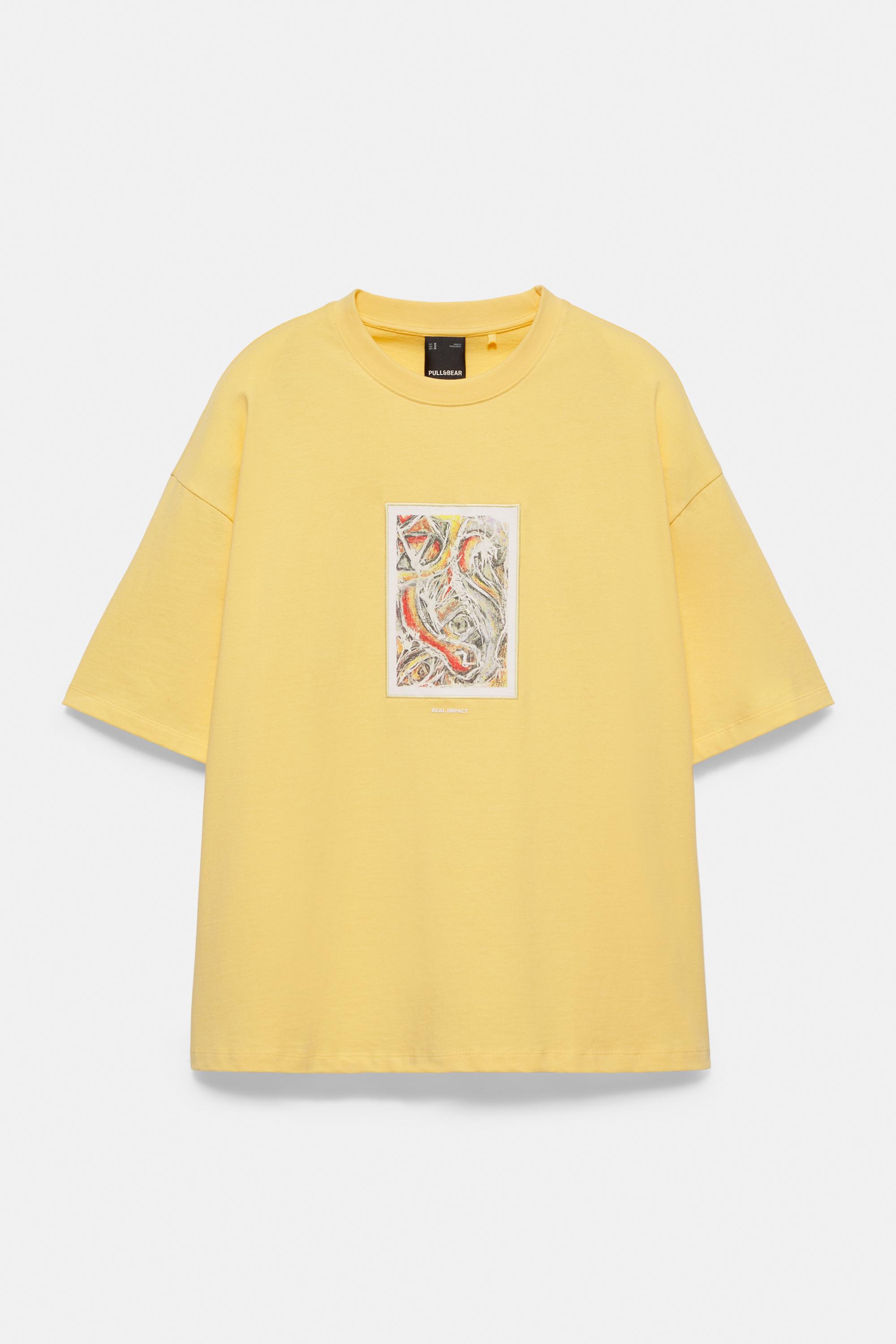 Relaxed fit embroidered T-shirt — Yellow
