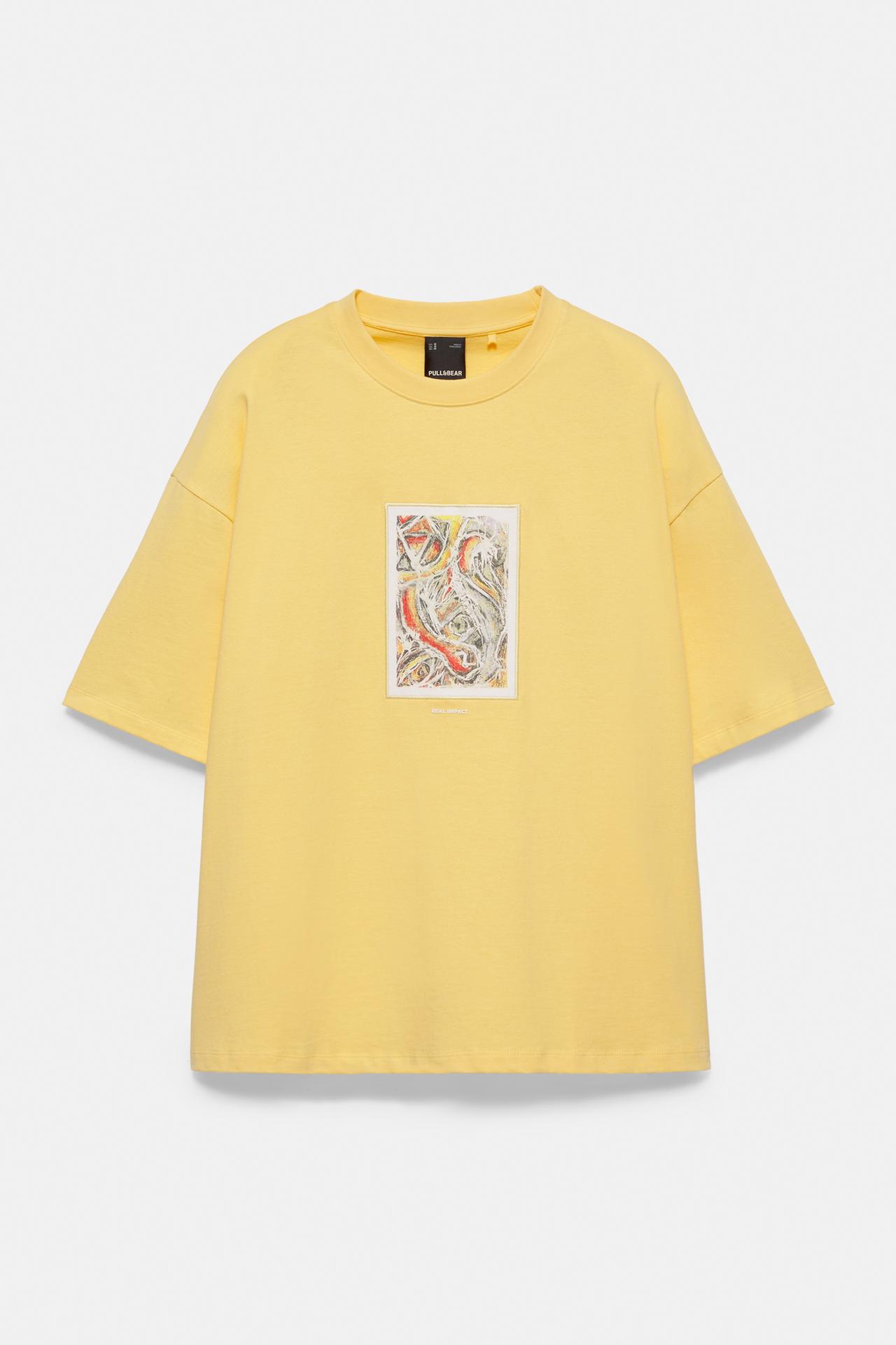 Relaxed fit embroidered T-shirt — Yellow