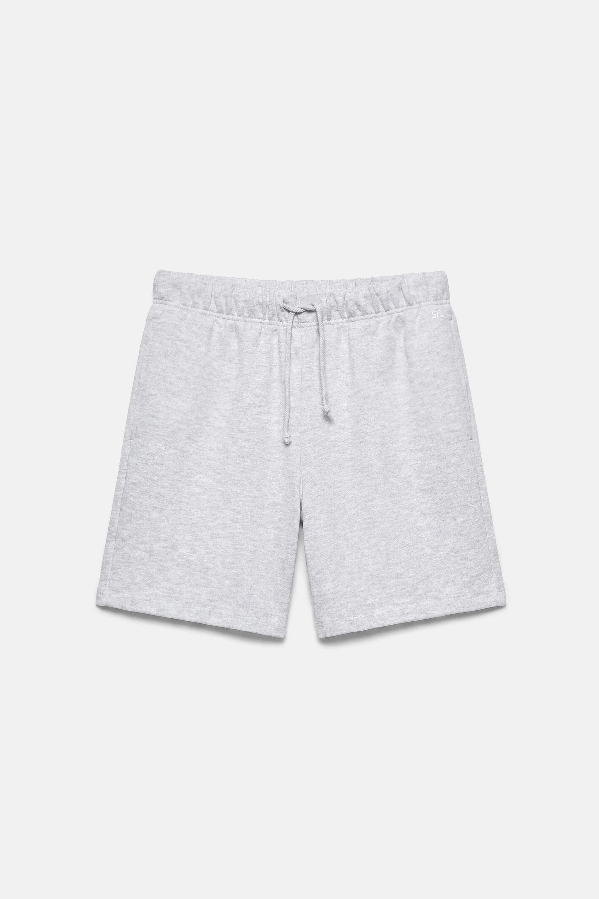 Bermuda shorts with elasticated waistband — Grey marl