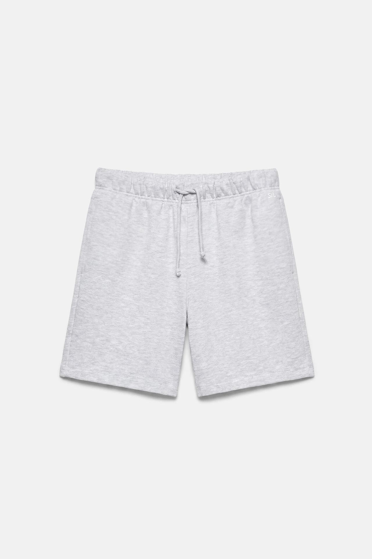 Bermuda shorts with elasticated waistband — Grey marl