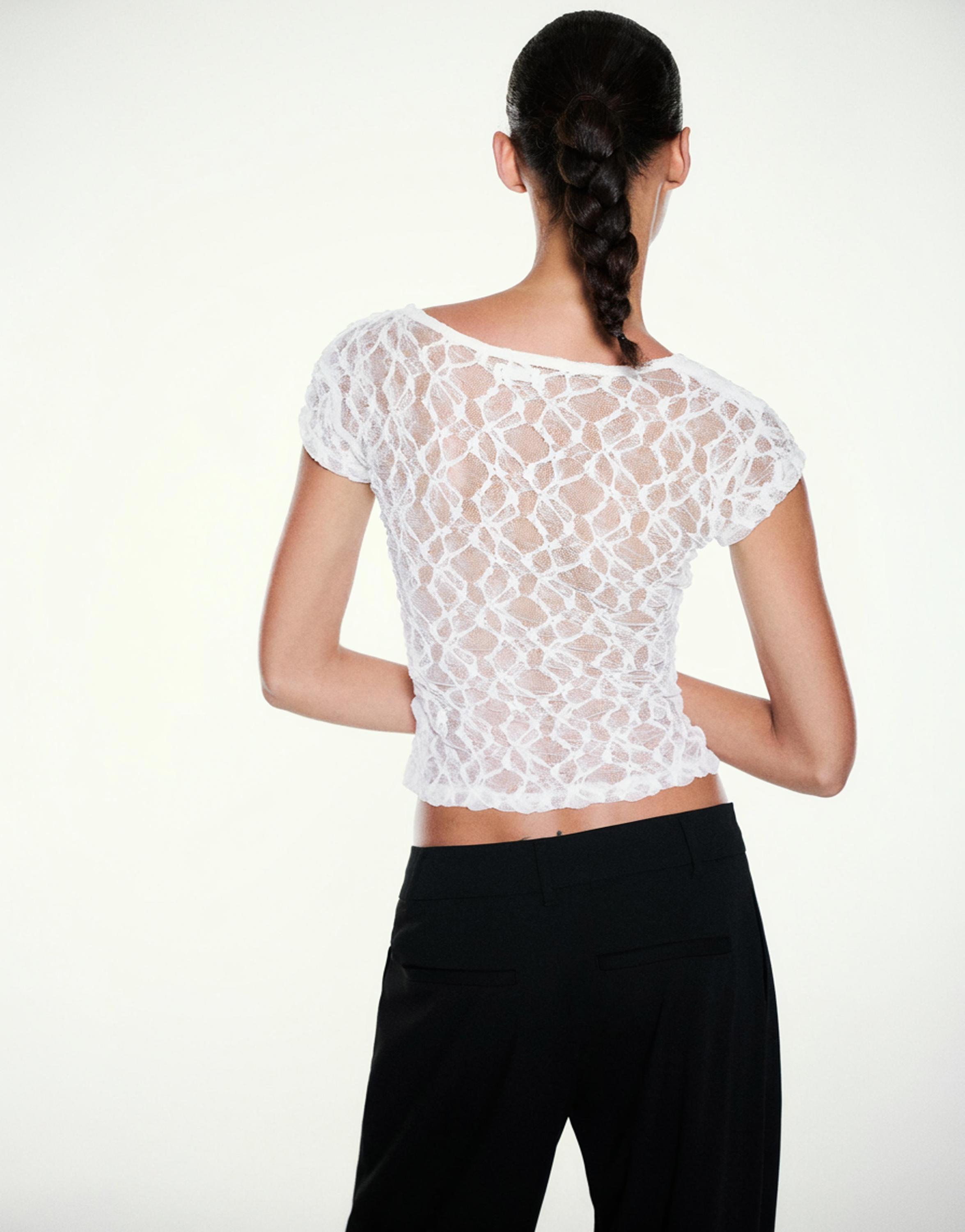 Studded lace T-shirt — White