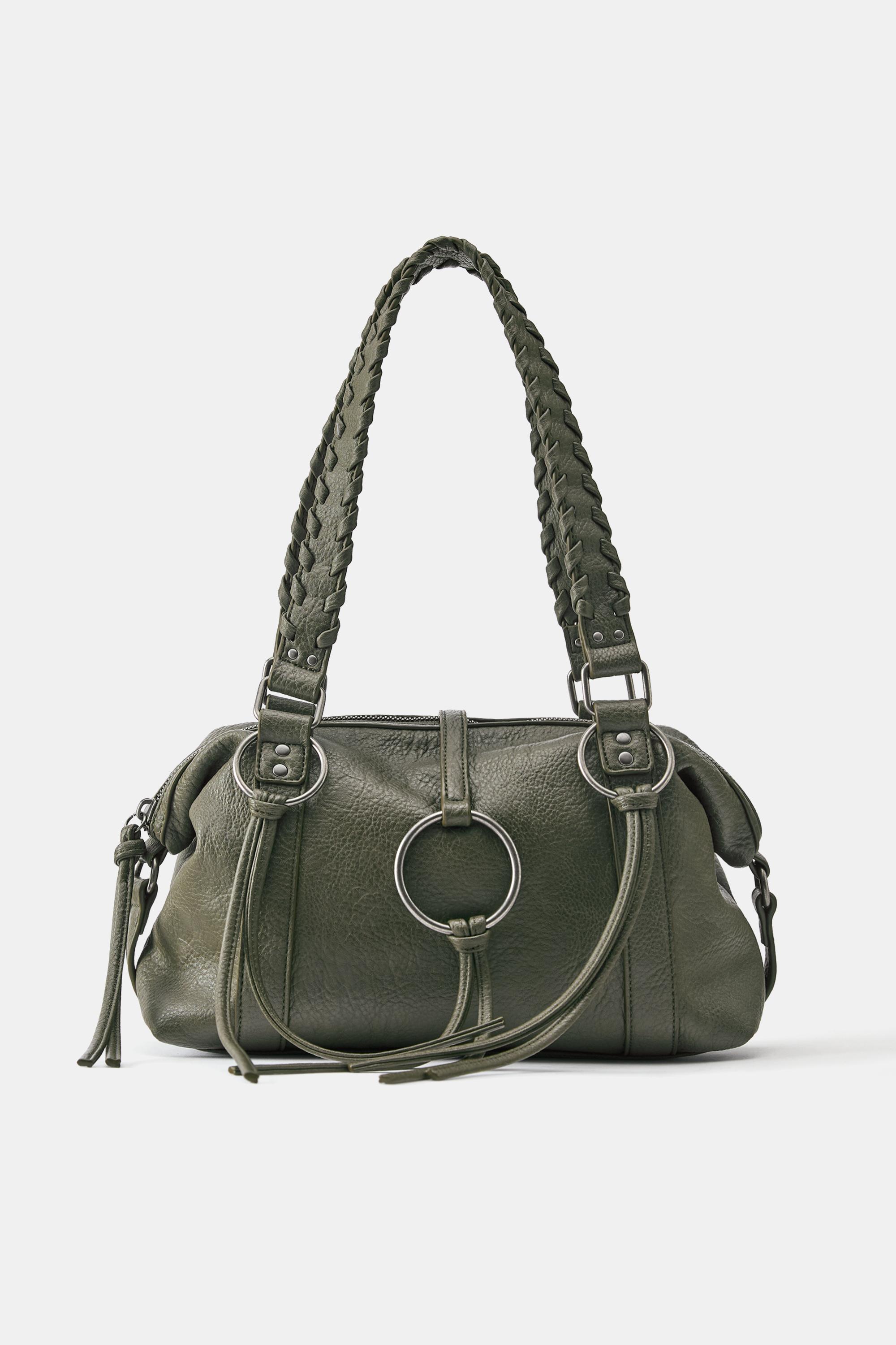 Ring detail shoulder bag — Khaki
