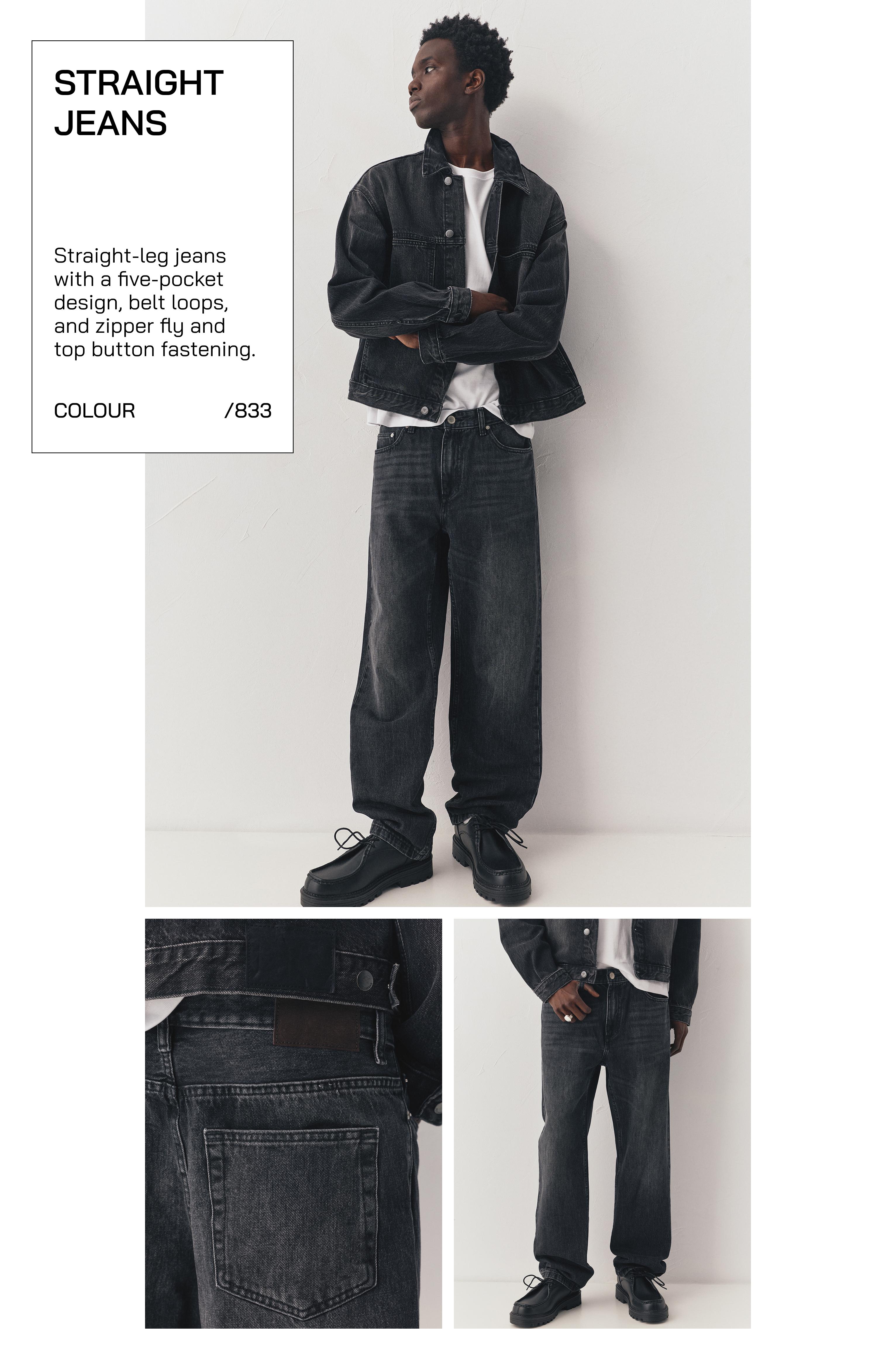Straight-leg jeans — Faded black