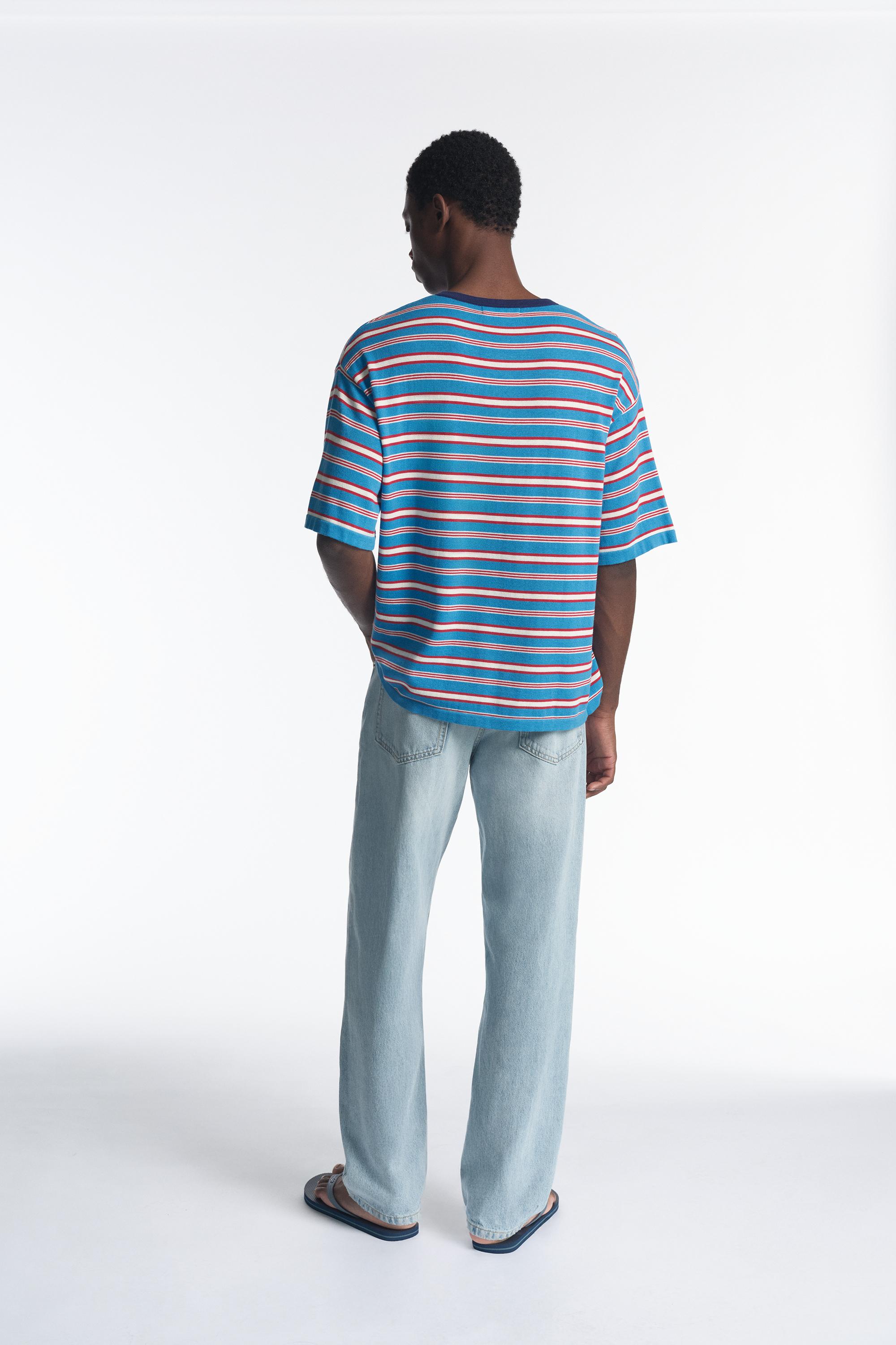 Striped knit T-shirt — Pale blue