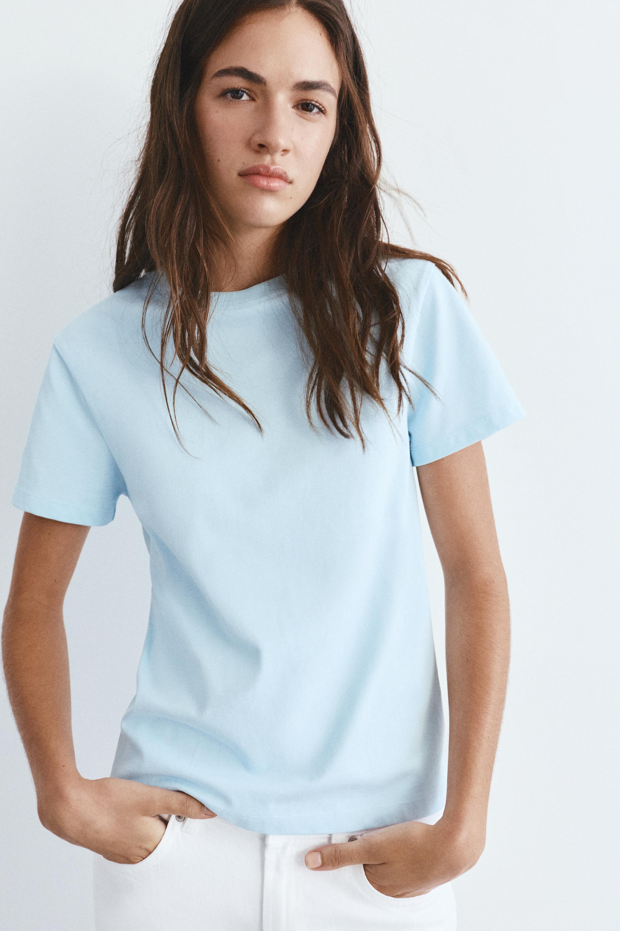 Short sleeve T-shirt 100% cotton — Sky blue