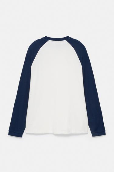 Embroidered raglan sleeve T-shirt — Navy 5