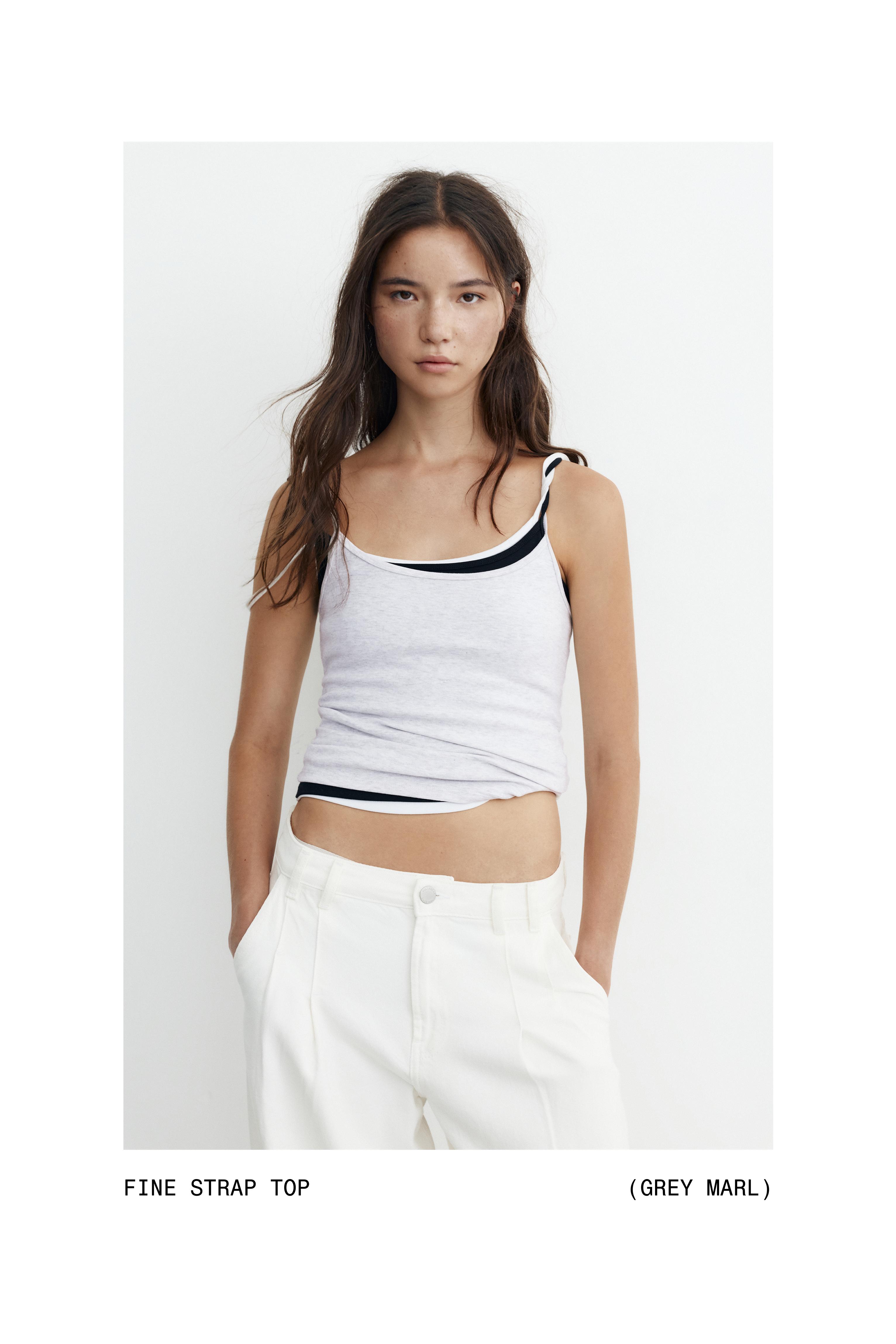 Thin strap top — Grey marl