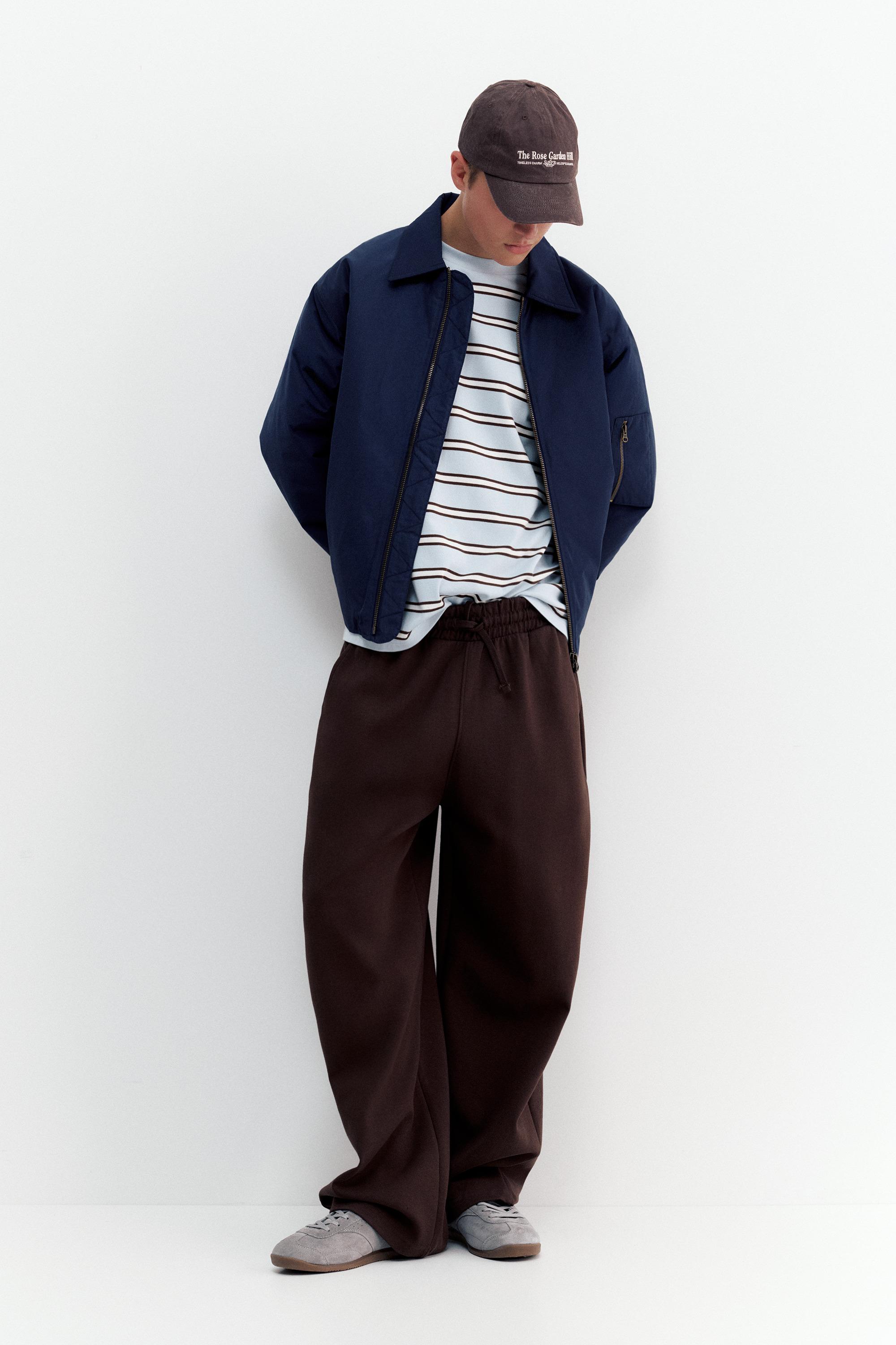 Bomber jacket with shirt collar — Dark navy